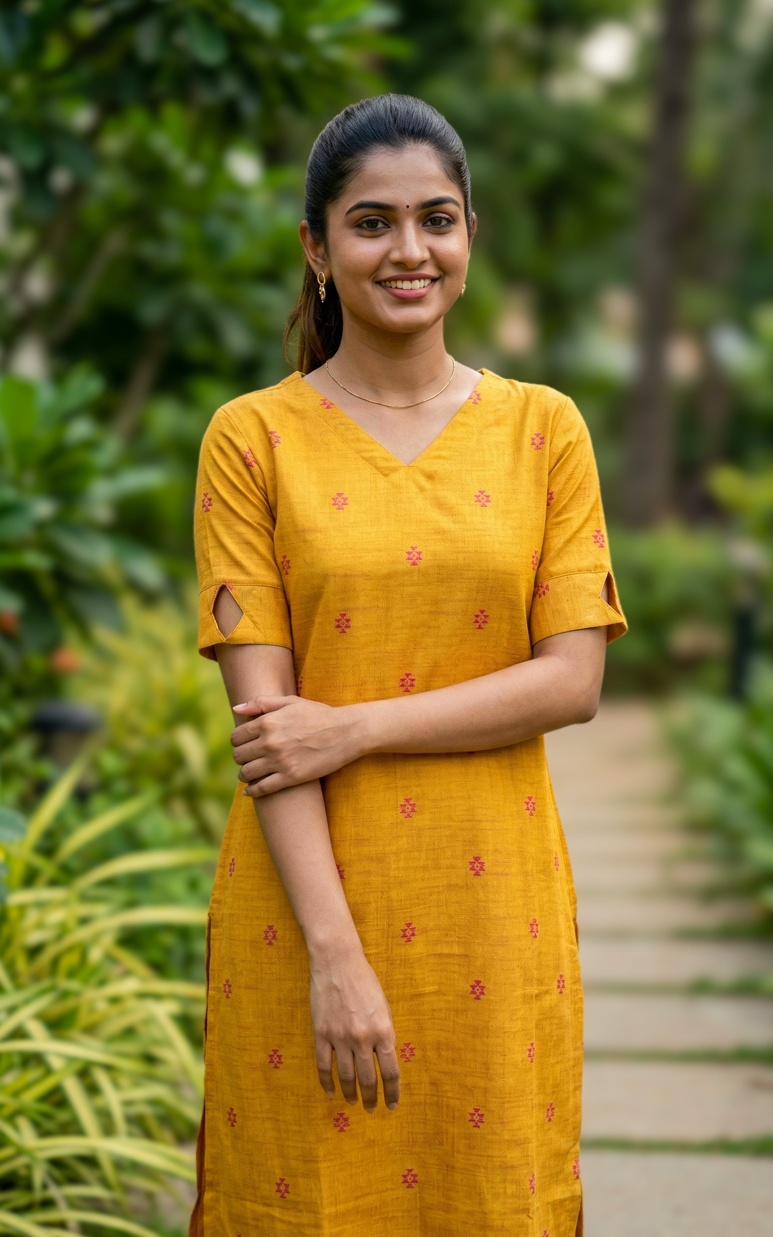 mustard cotton kurti daily wear
comfortable straight cut kurti
casual south cotton kurti with cutwork sleeves
soft cotton kurti for everyday wear
