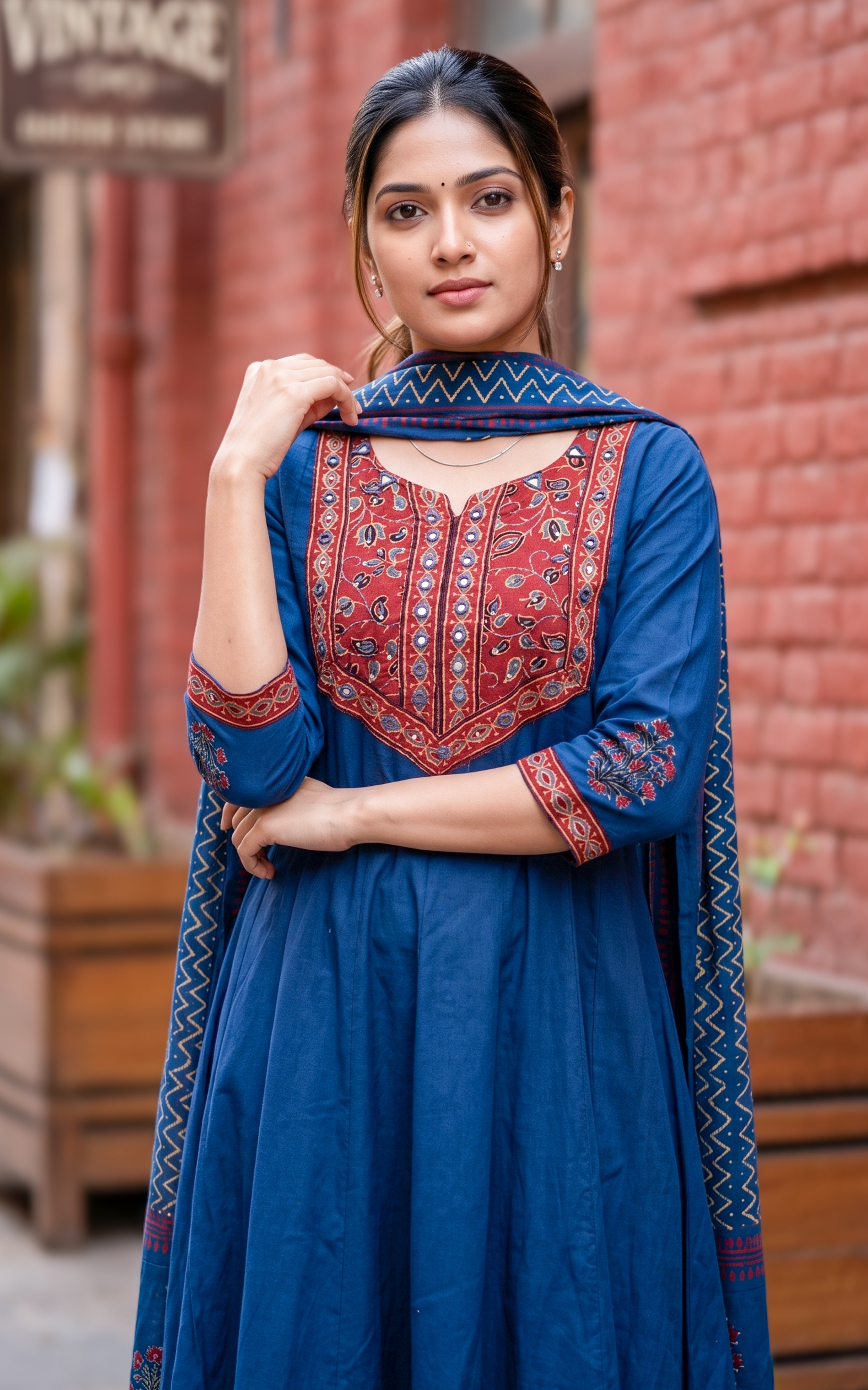 Mastani Blue (kurti+Dupatta)