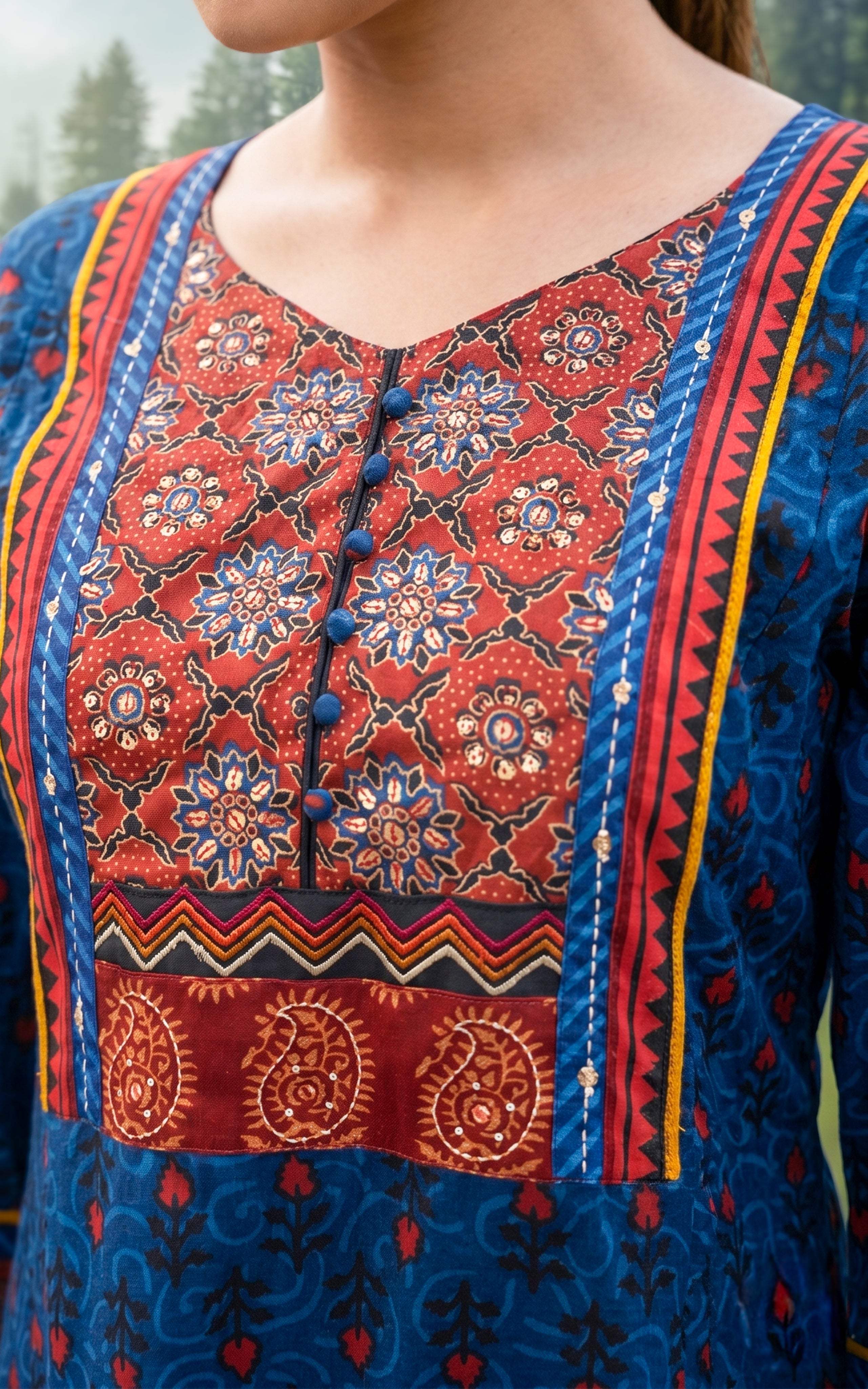 Blue classic cotton kurti for women
