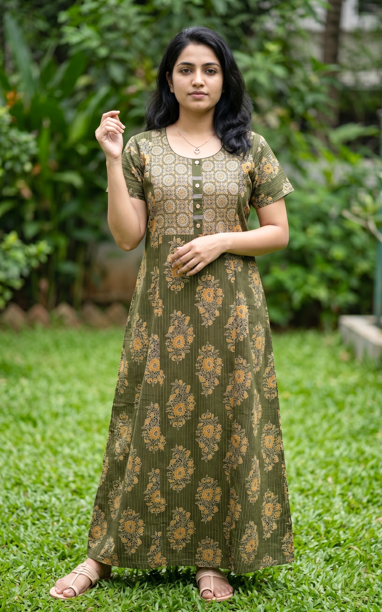 Cotton Straight Fit Nighty-162SS5A
