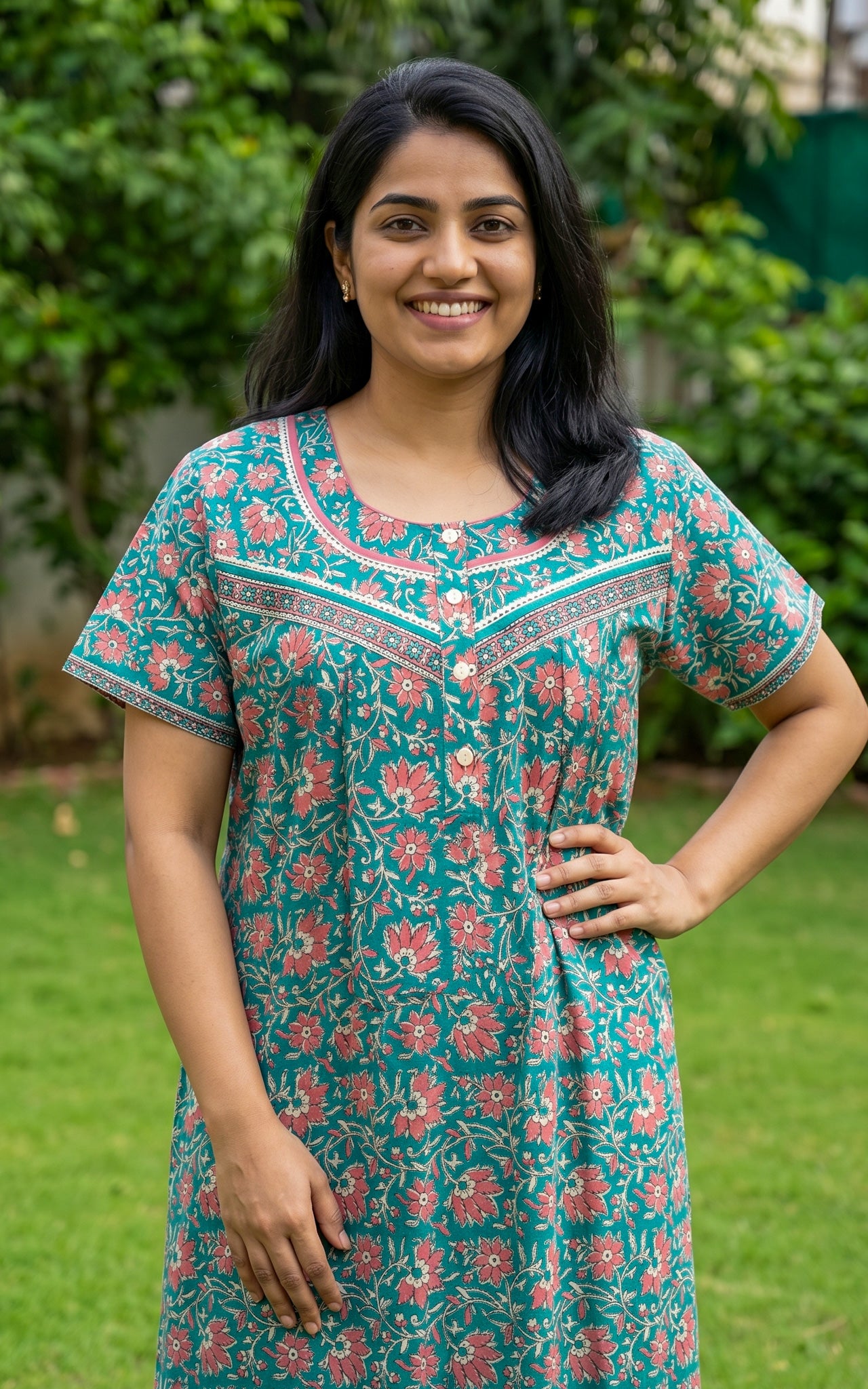 Cotton Straight Fit Nighty-162SS3B