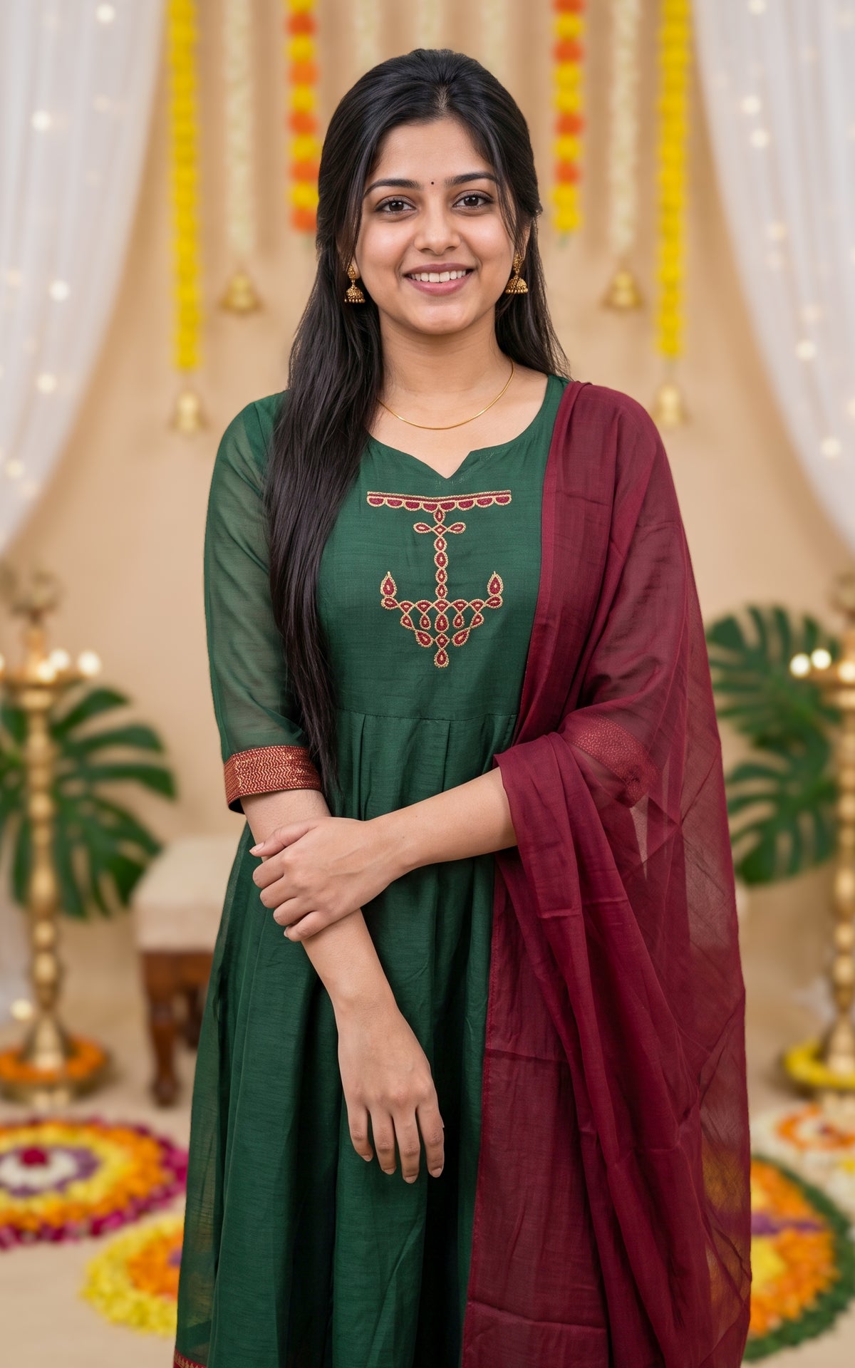 Vintage Vizha Kolam E (Kurti+Dupatta)