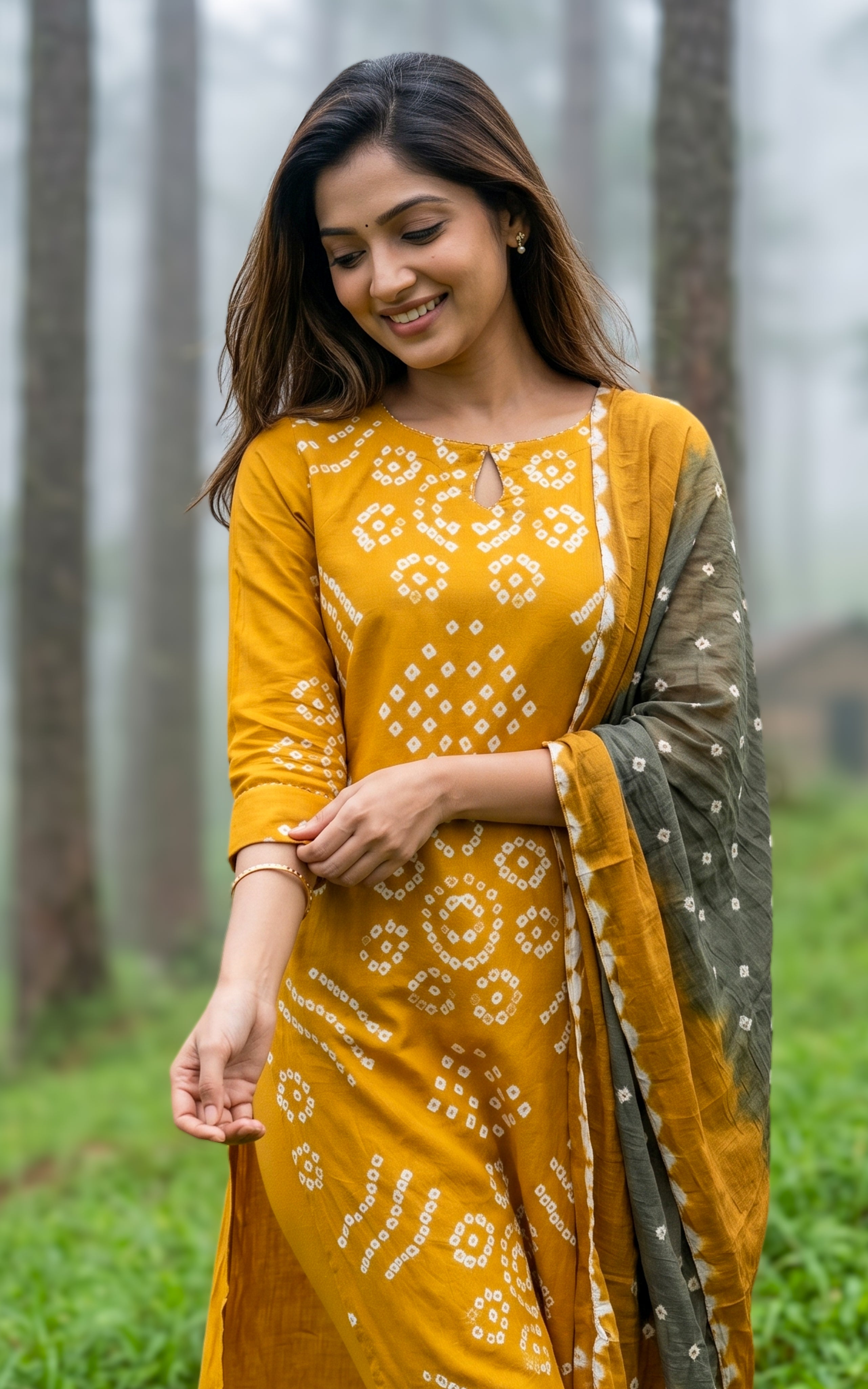 Rithushka Mustard (Kurti+Pant+Dupatta)