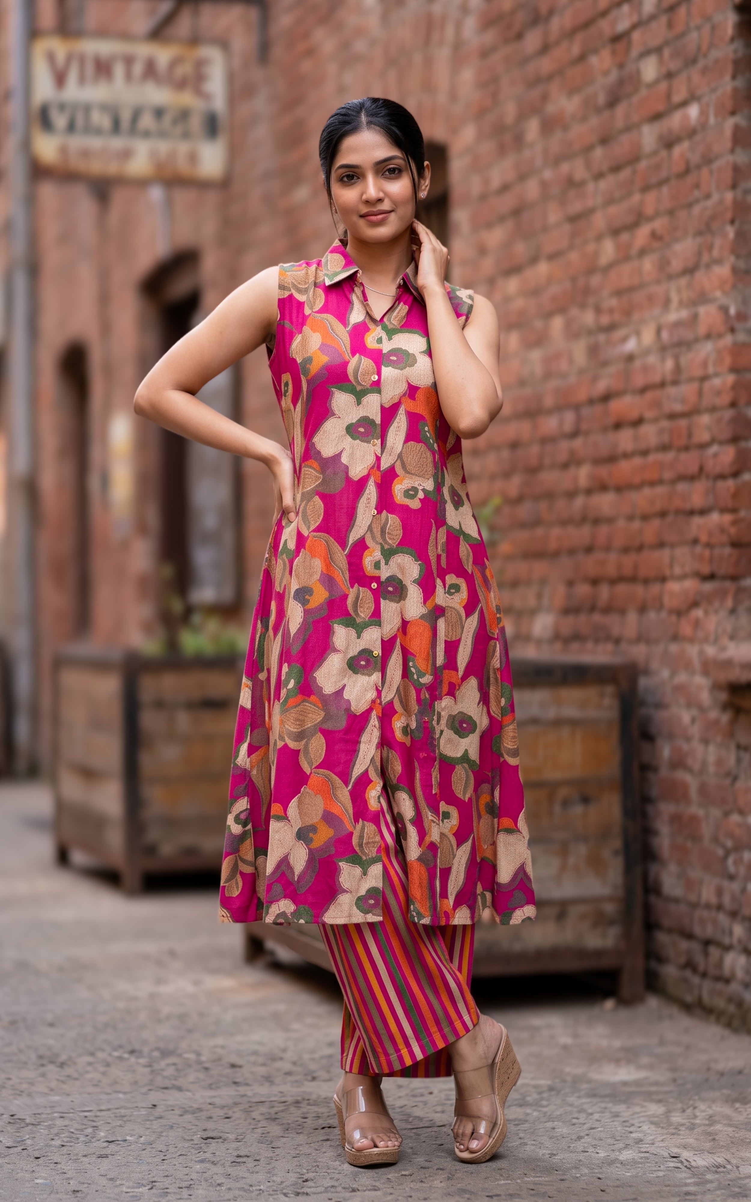 Gajra Magenta (Kurti+Pant)