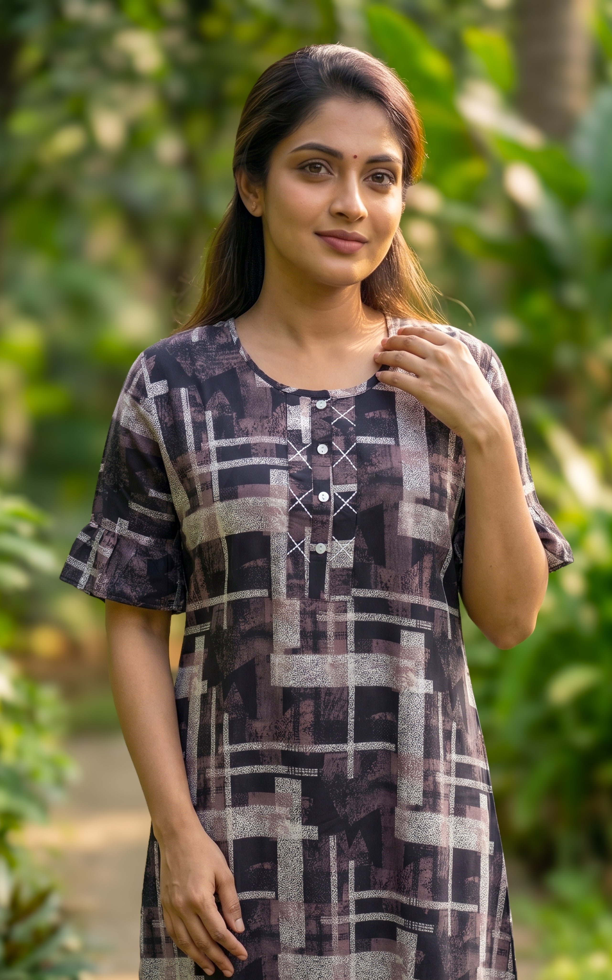 Cotton Straight Fit Nighty-160SS9A