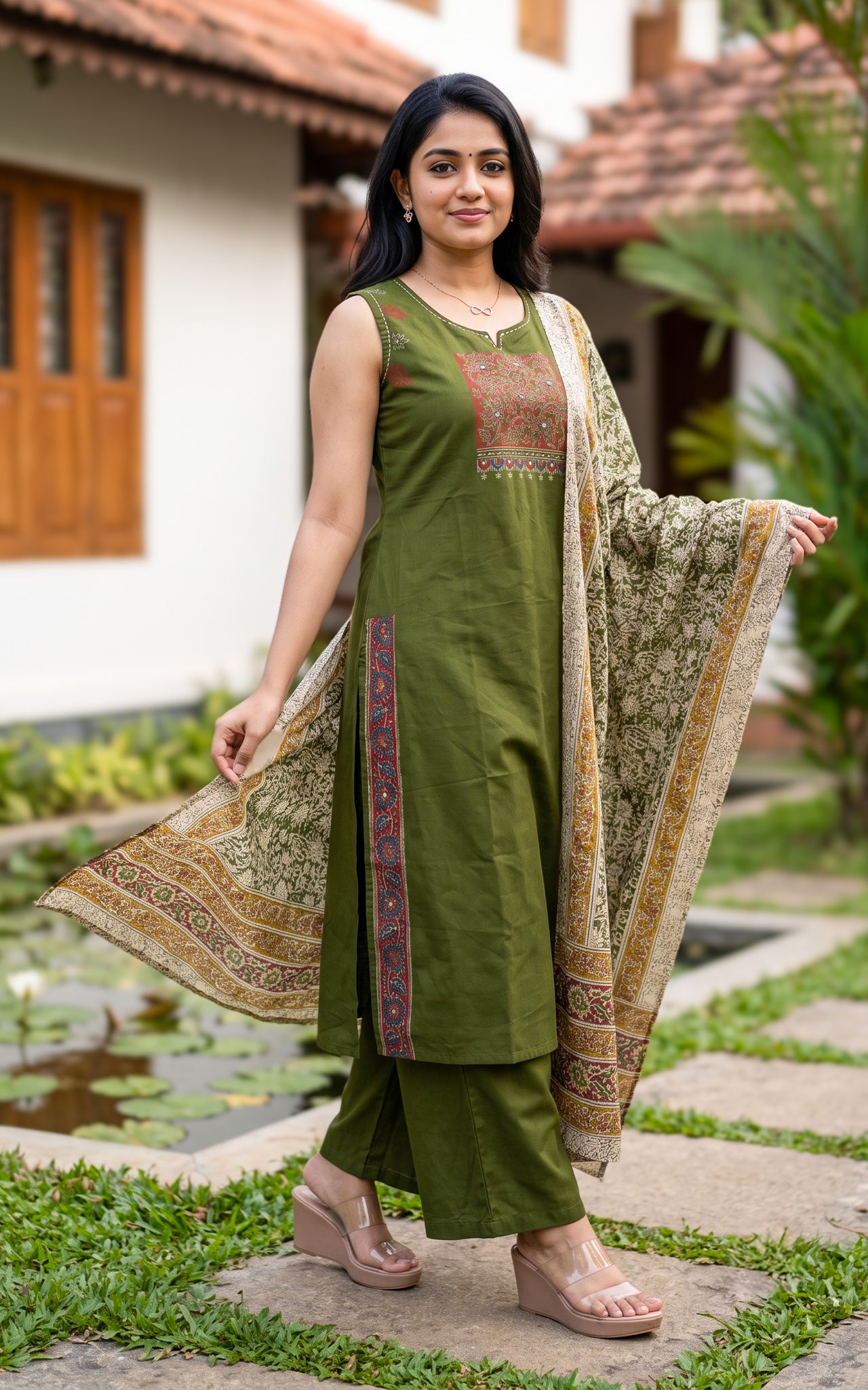 Nithiyalakshmi Handblock (Kurti+Pant+Dupatta)