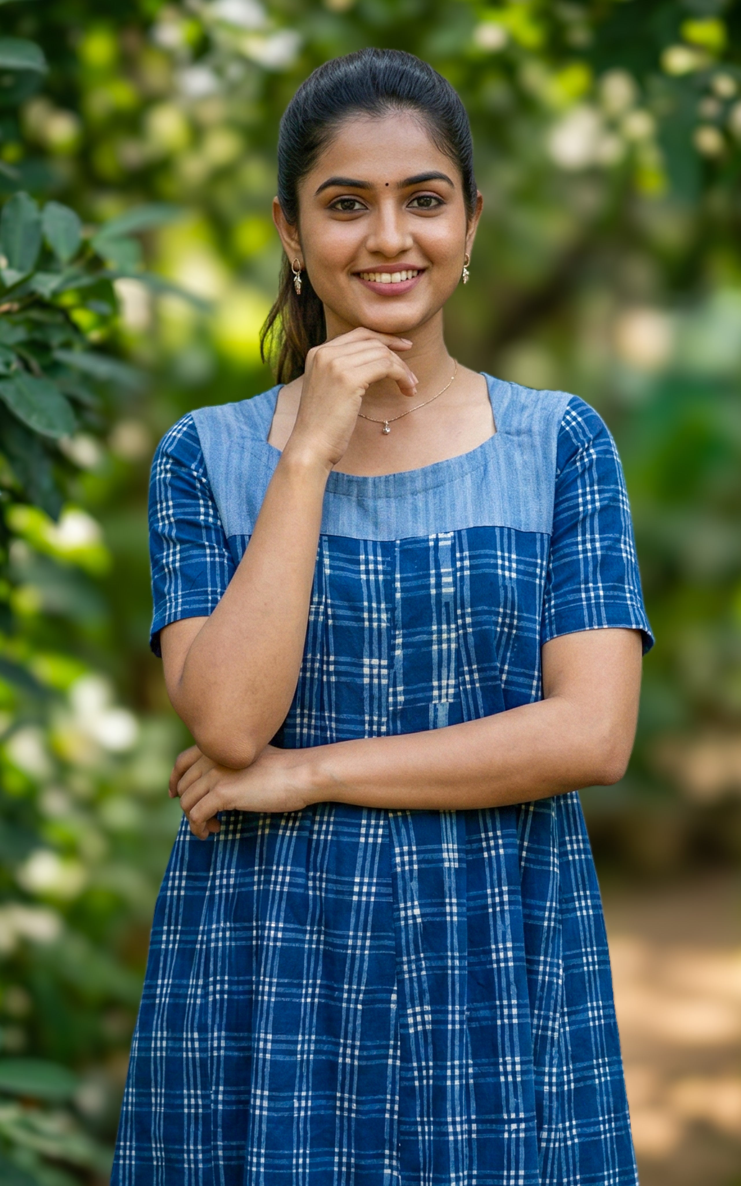 Indigo Blue Indigo Dyed Cotton Anarkali Kurti