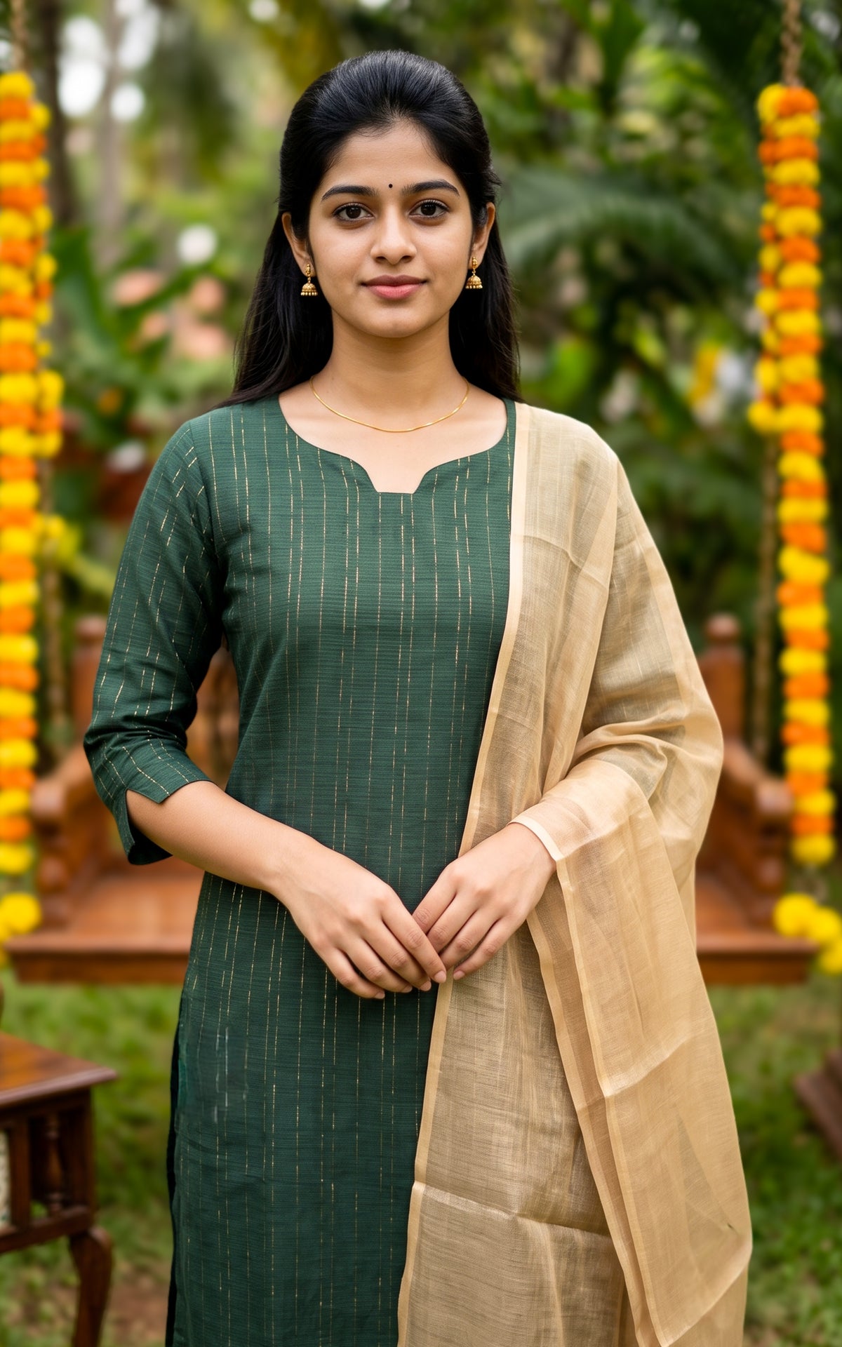 Anusha Green (Kurti+Dupatta)