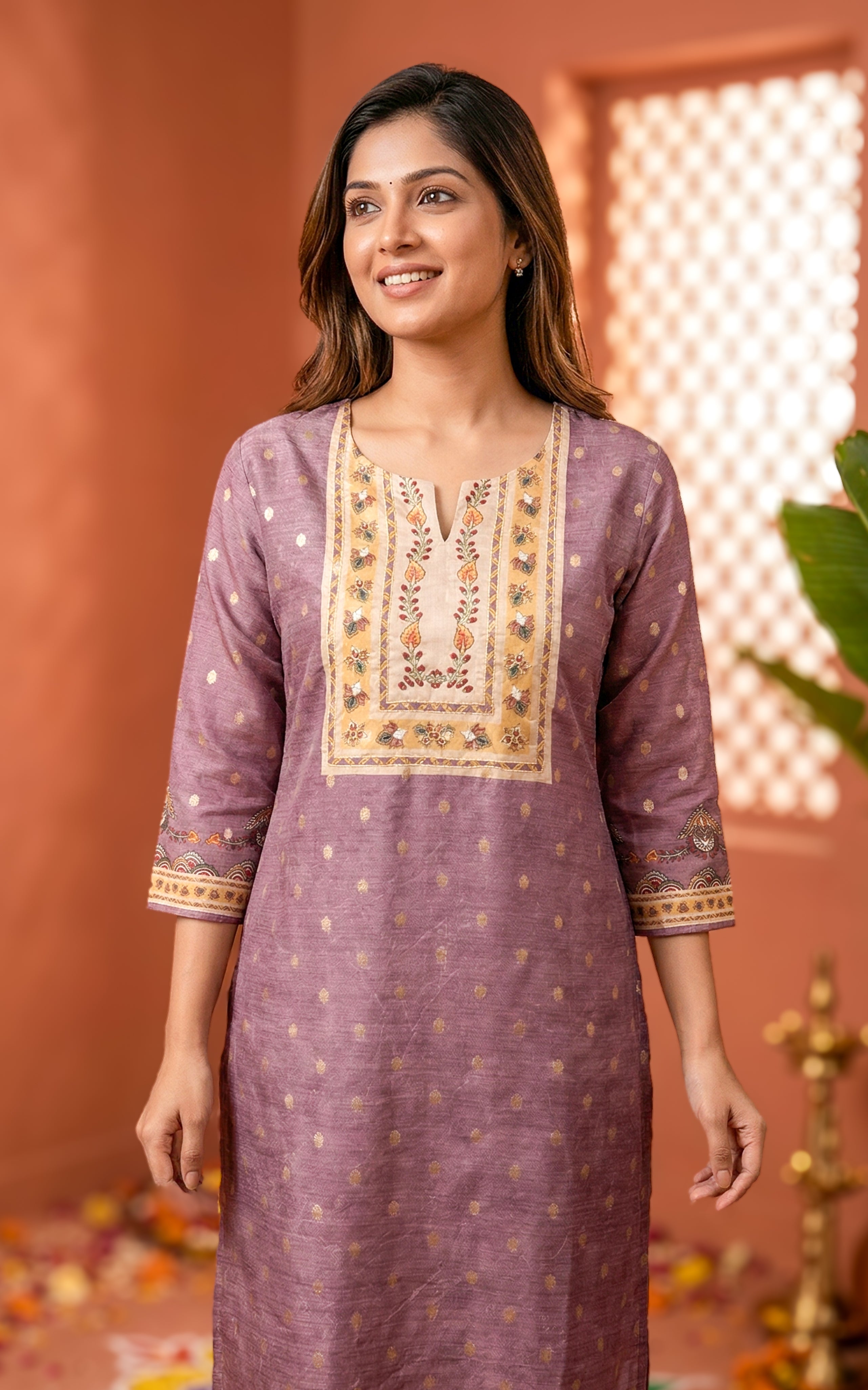 Art Silk Straight Cut Kurti for women