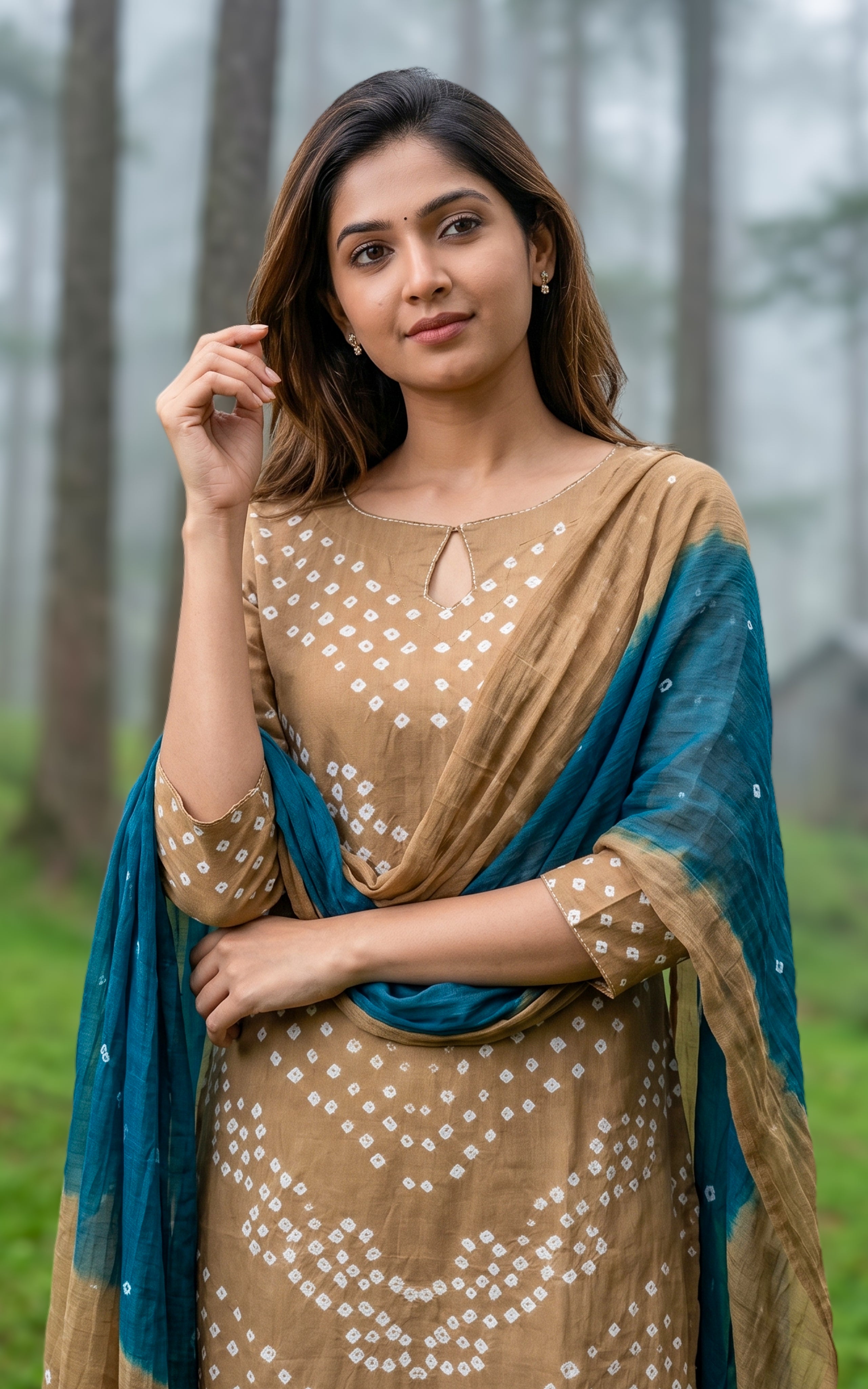 Rithushka Khaki Brown (Kurti+Pant+Dupatta)