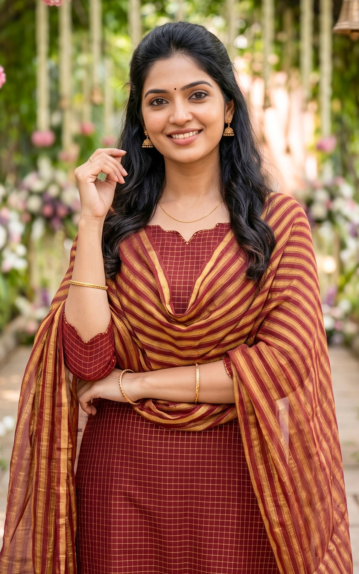 Narumugai Maroon (Kurti+Dupatta)