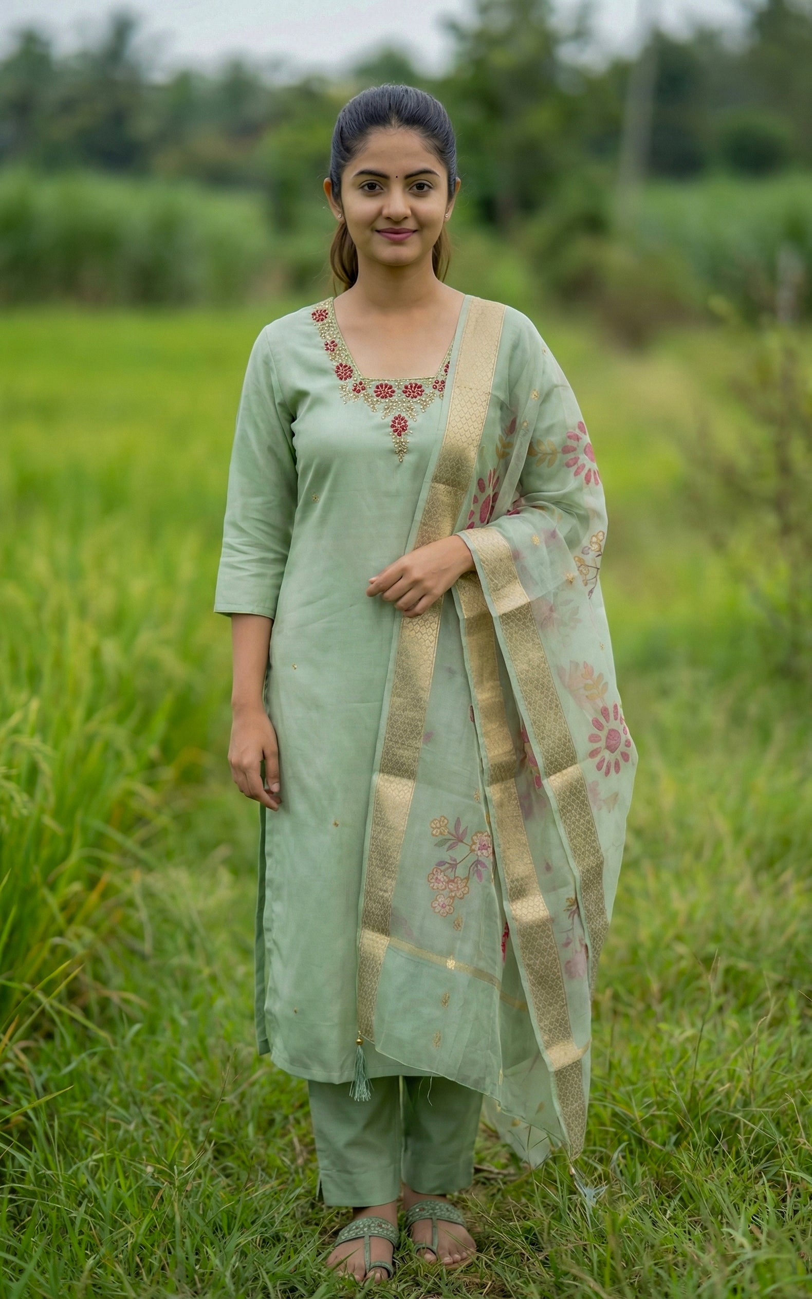 Beads Embroidery Straight Cut Kurti