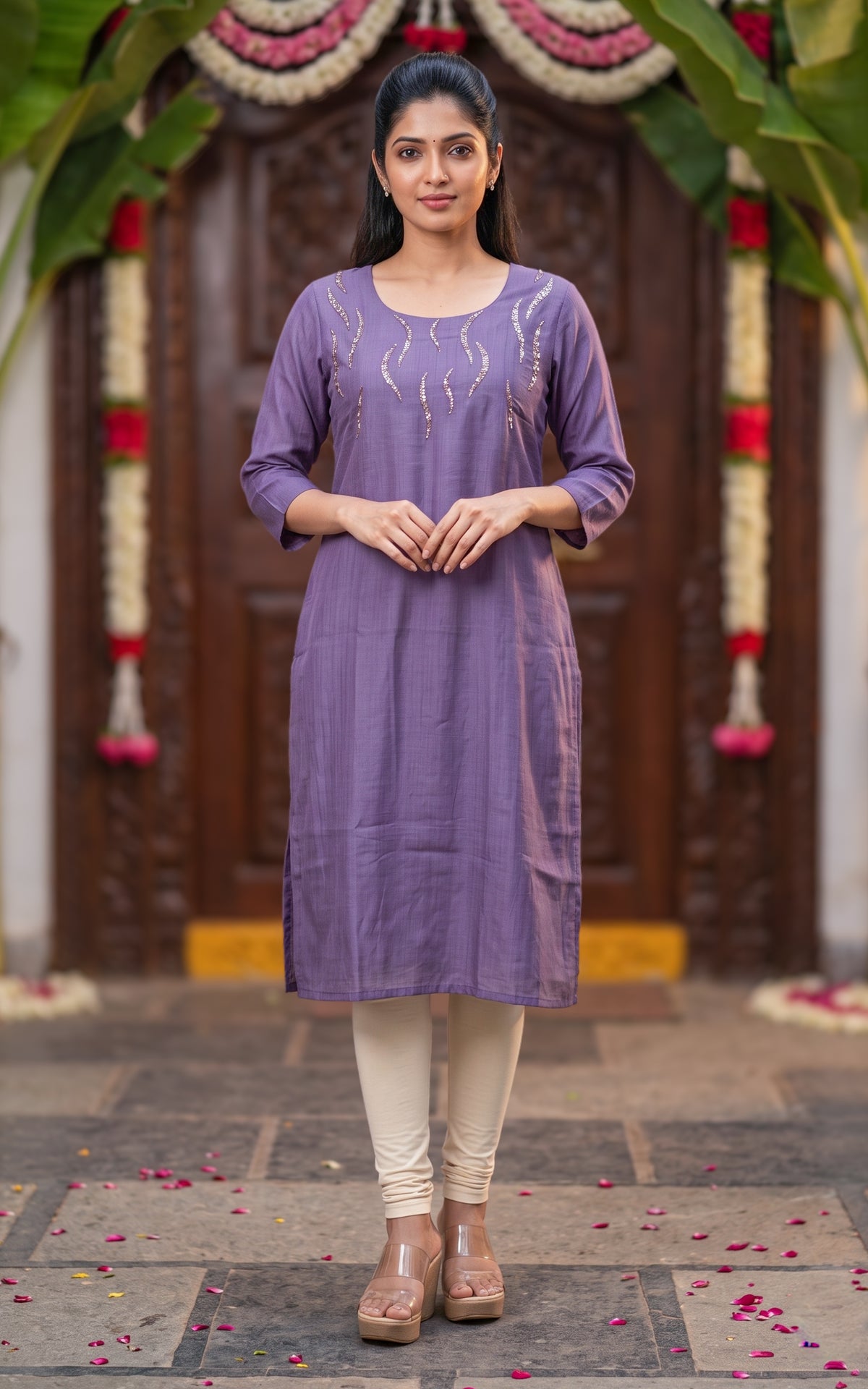 Deep Purple Art Silk Blend Elegant Celebration Wear Kurti for Women