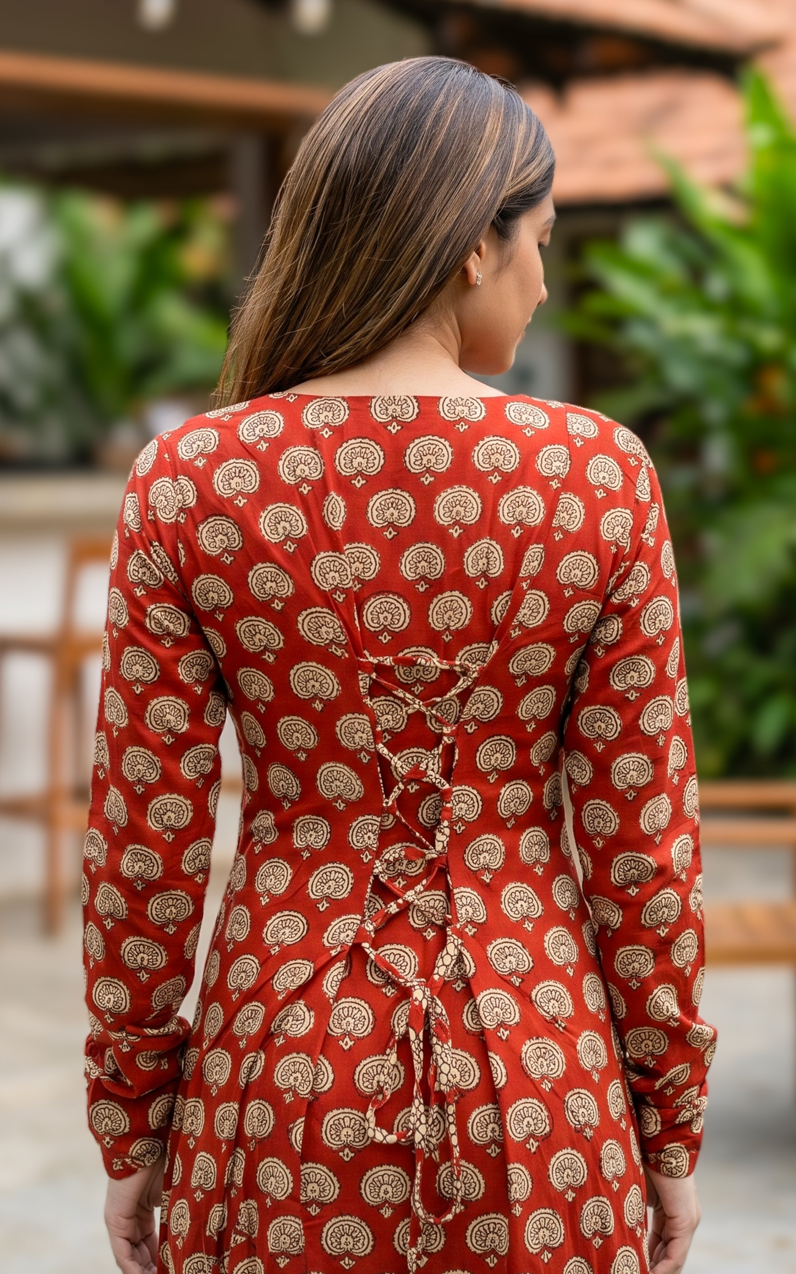 Instore – Handblock Printed Cotton Short Straight Cut Kurti for Women – Gathered Sleeves – Ethnic Wear
