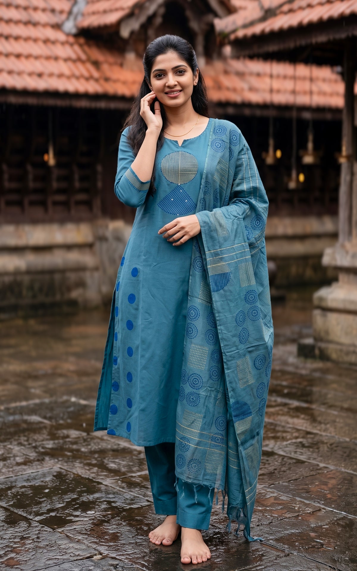 Sangeetha Handblock (Kurti+Pant+Dupatta)