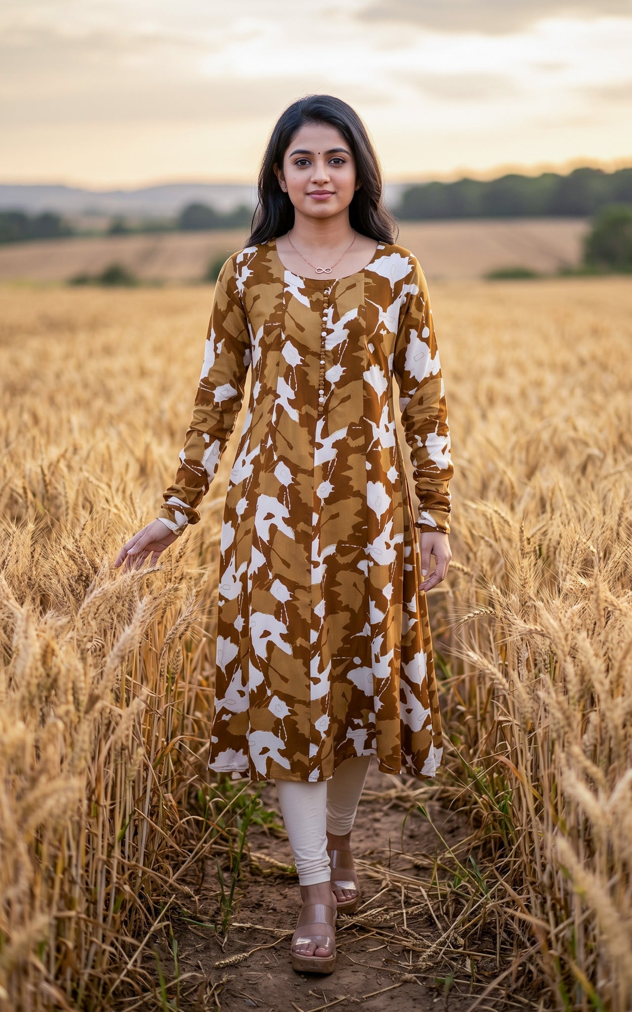 Khaki Rayon Aline Kurti for Women