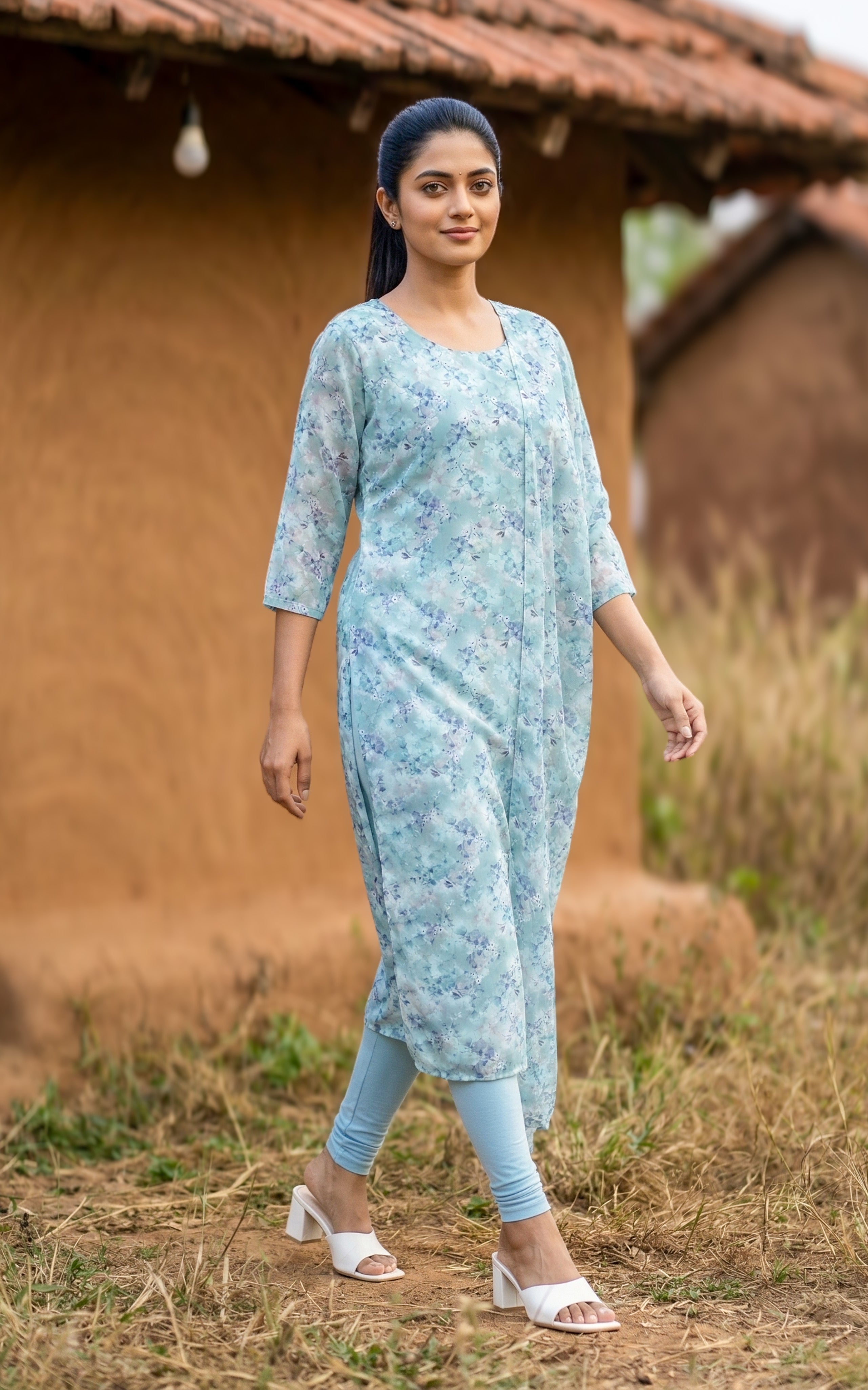 party wear georgette kurti
function wear kurti with dupatta
elegant georgette kurti set
lightweight party wear kurti
stylish kurti for functions