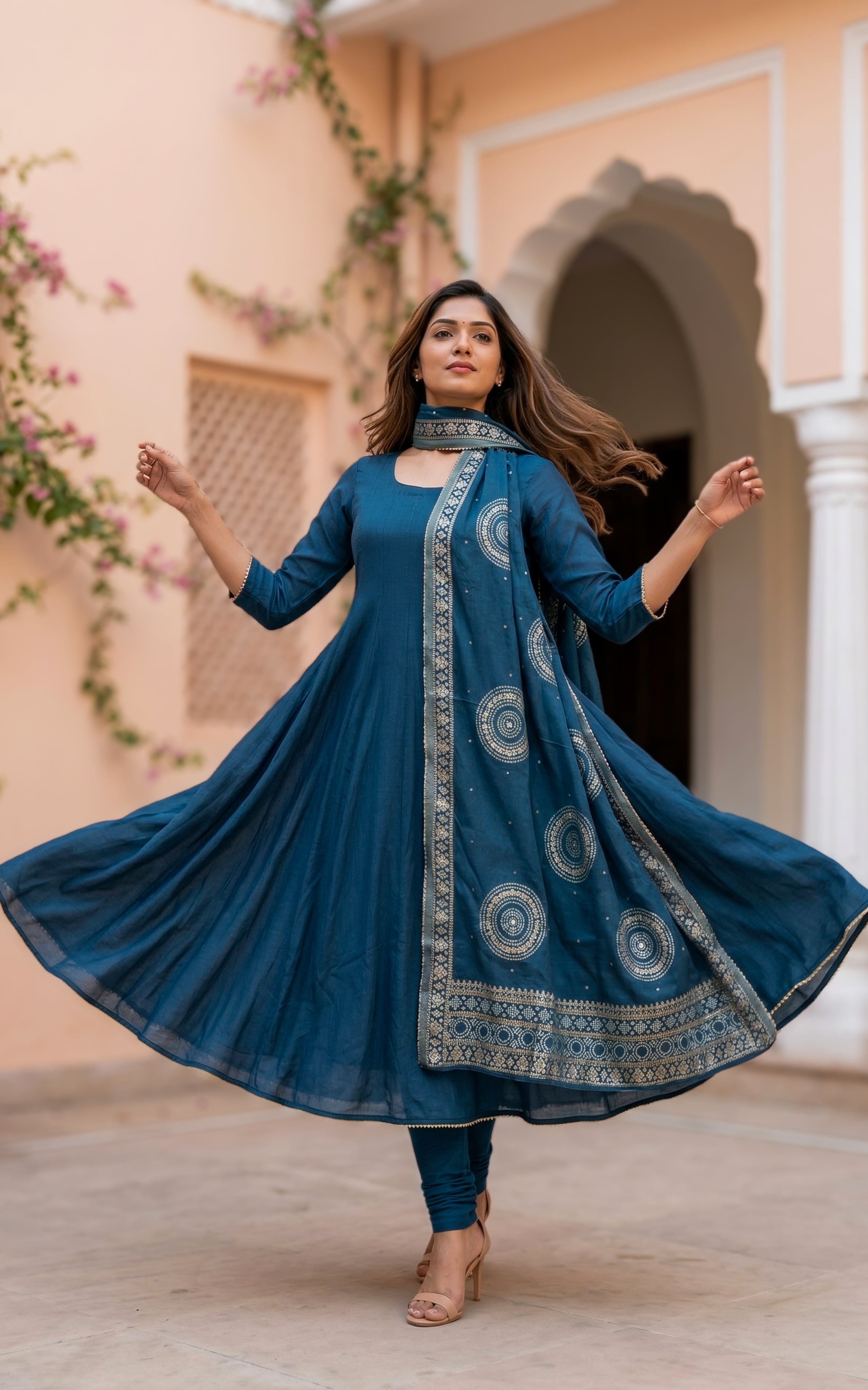Sreelakha Teal (Kurti+Dupatta)
