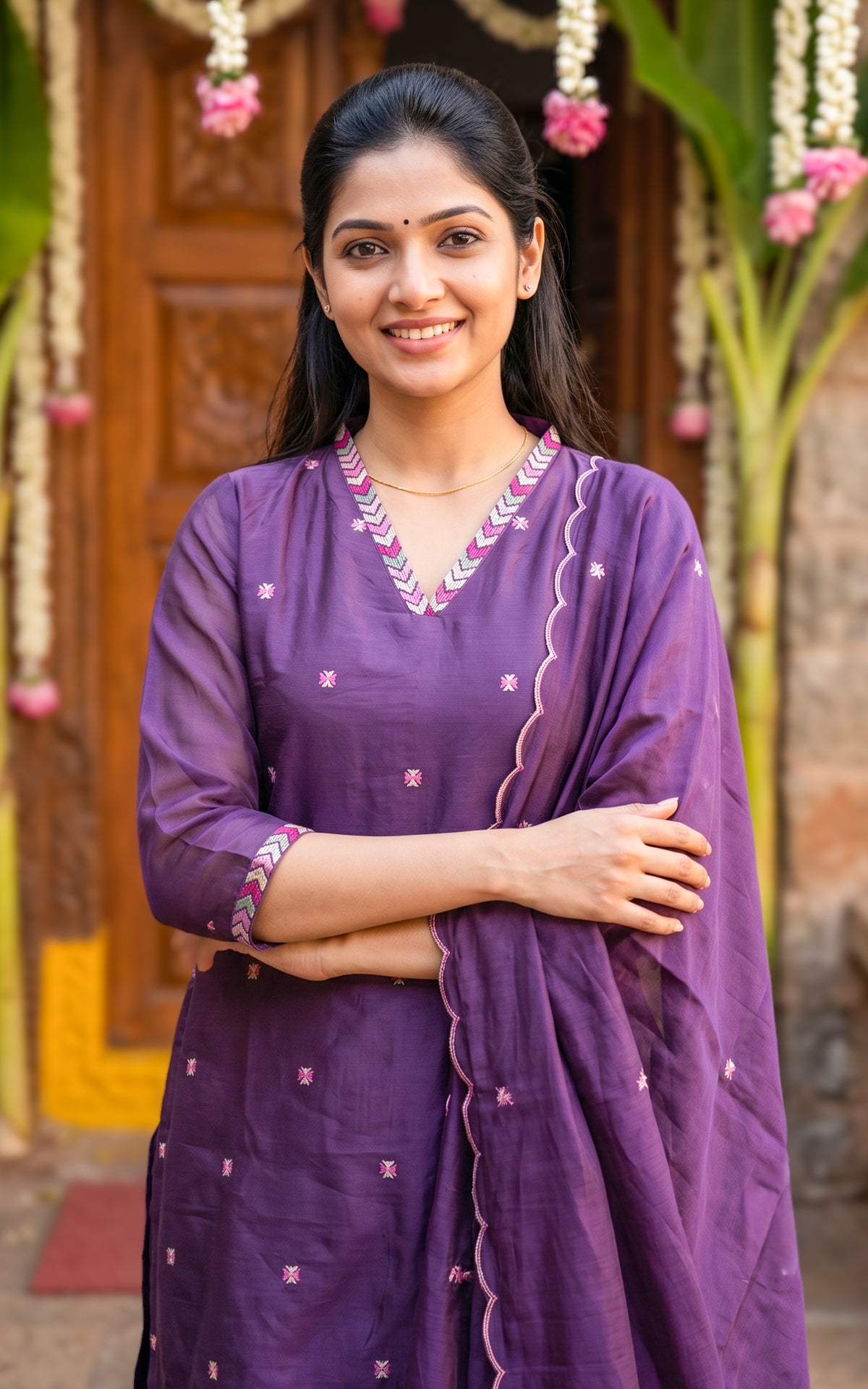 Shagithiya Purple (Kurti+Pant+Dupatta)