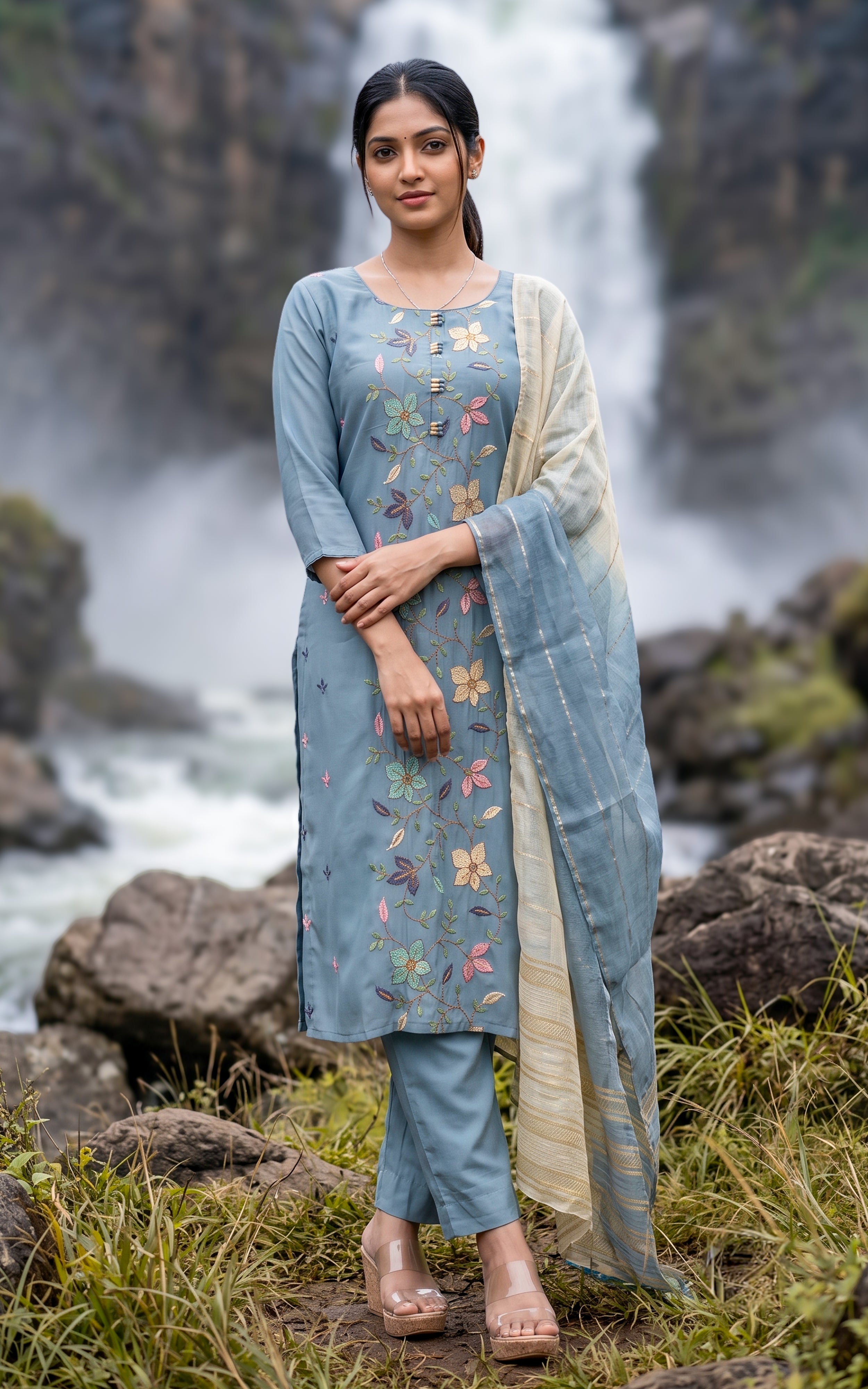 Niraimalar (Kurti+Pant+Dupatta)