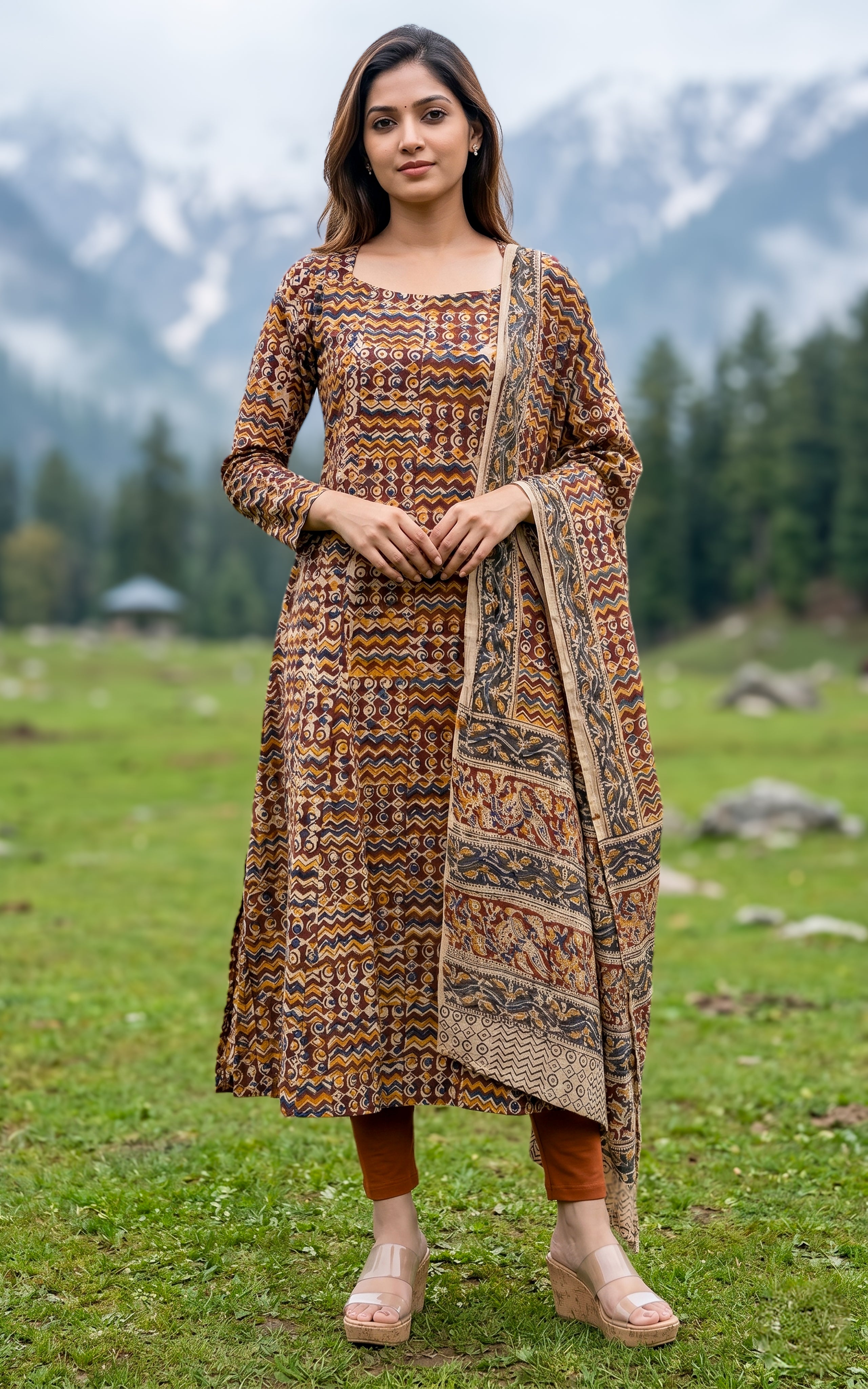 Stylish Kalamkari Anarkali kurti for women