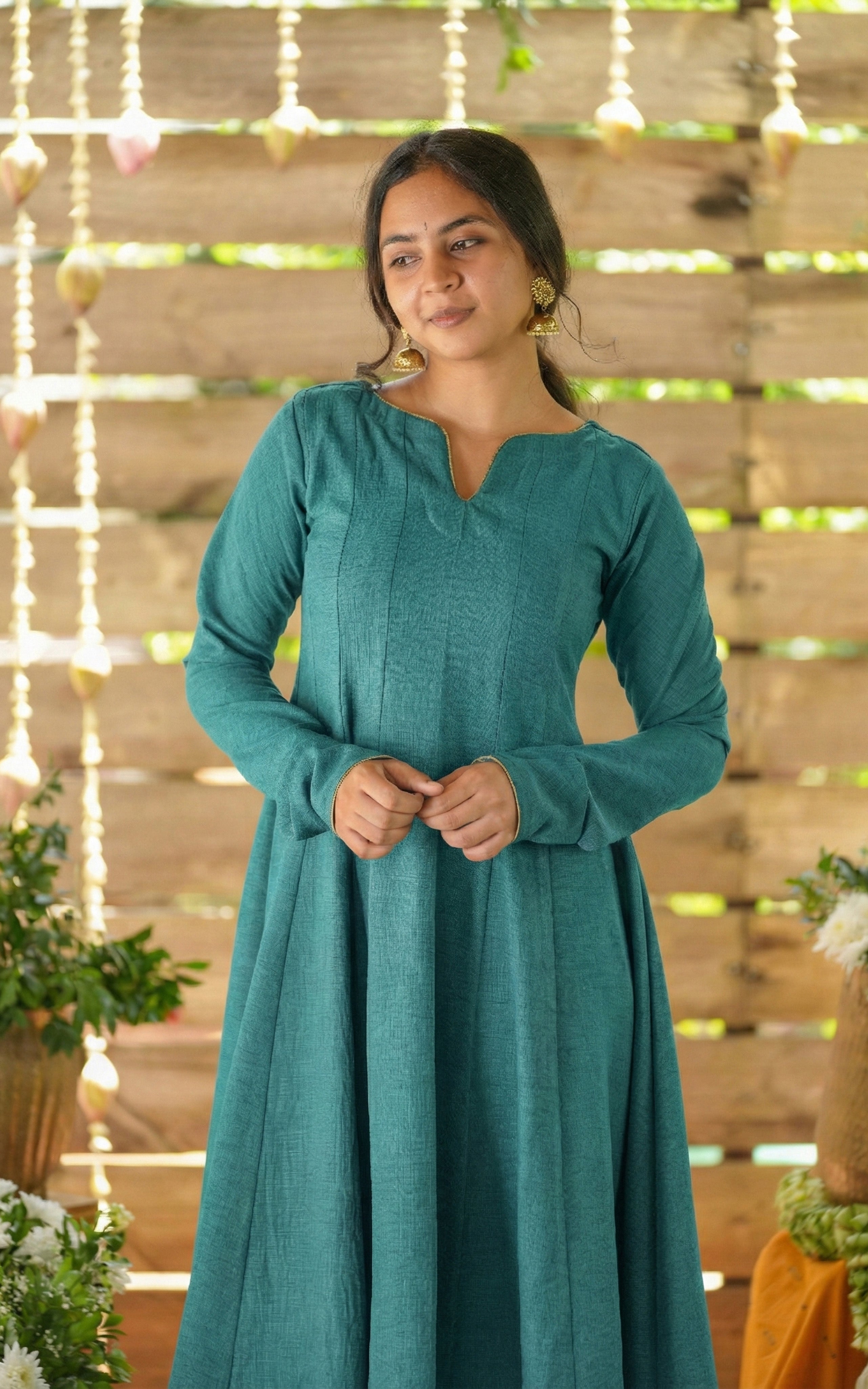 Teal blue anarkali for women