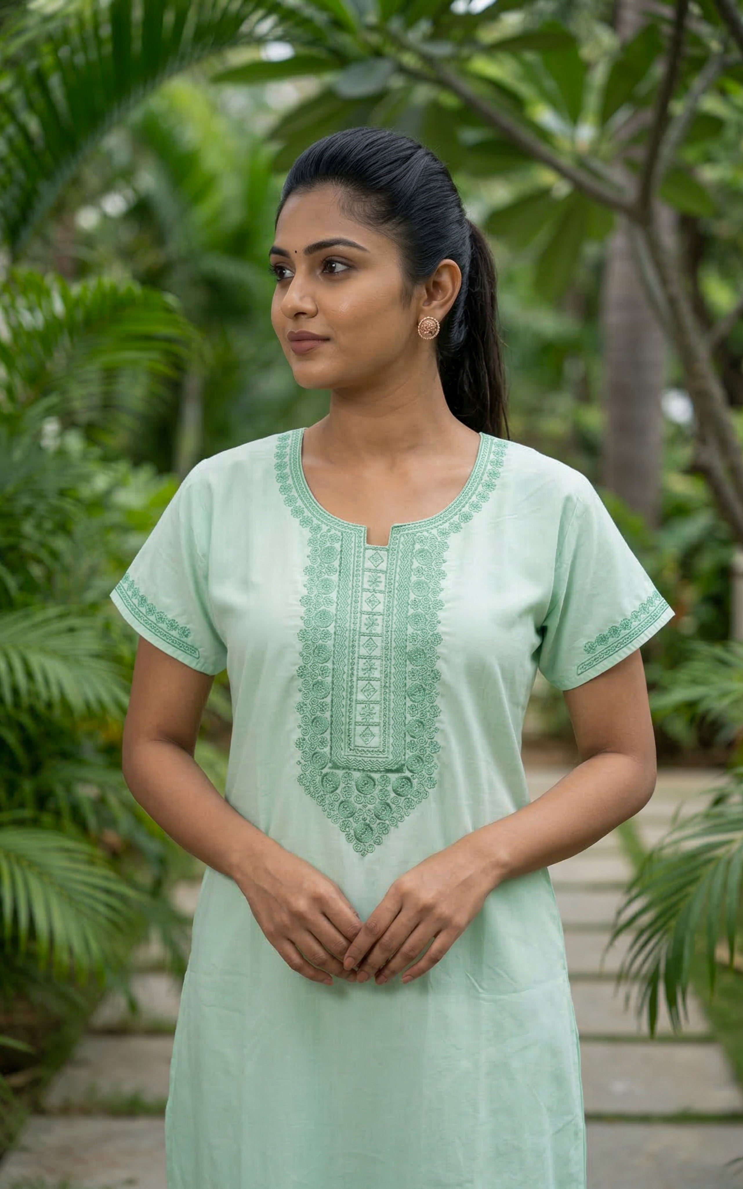 Cotton Straight Fit Nighty-159SS8A
