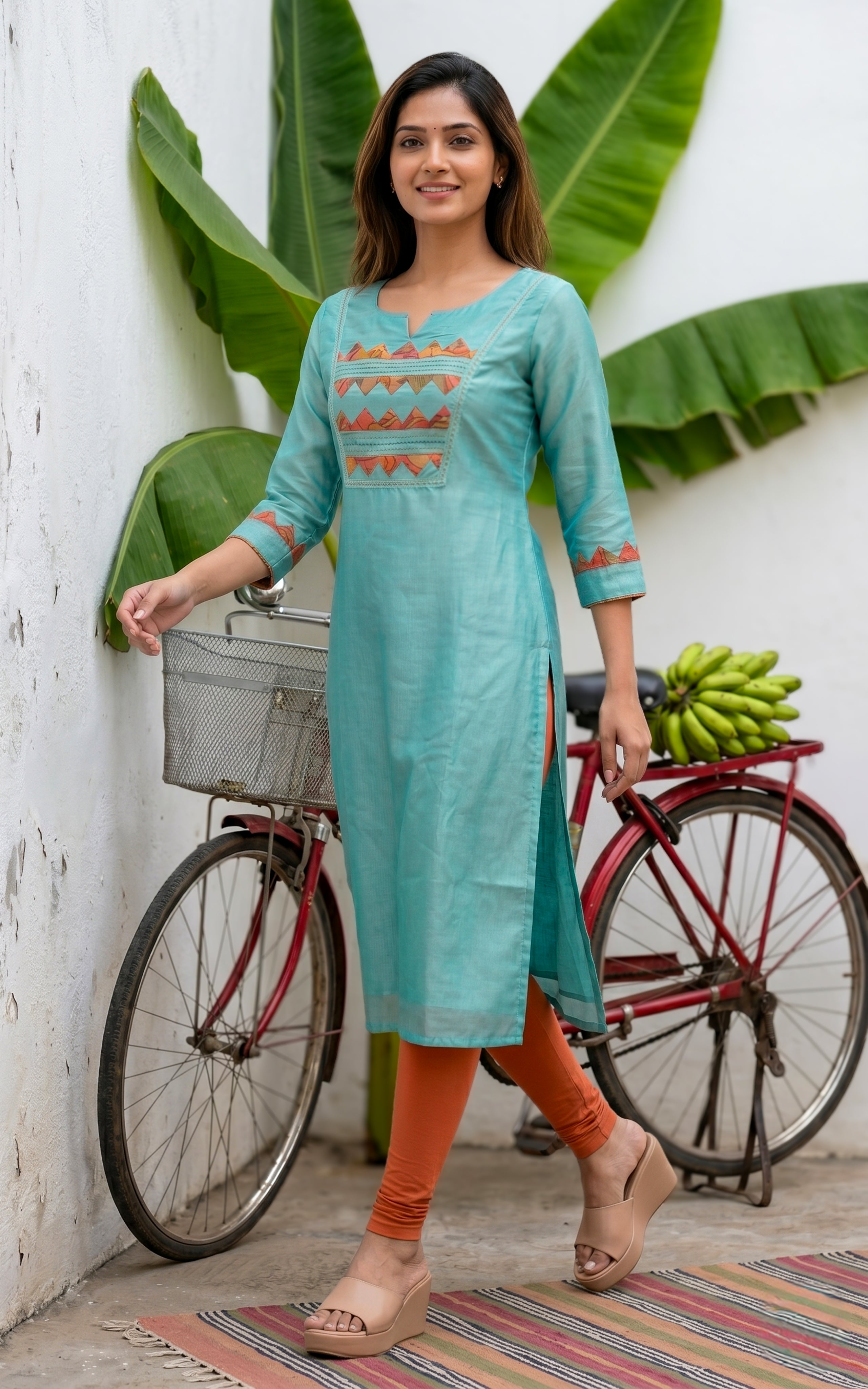 Daily Wear Aqua Green Kurti Women