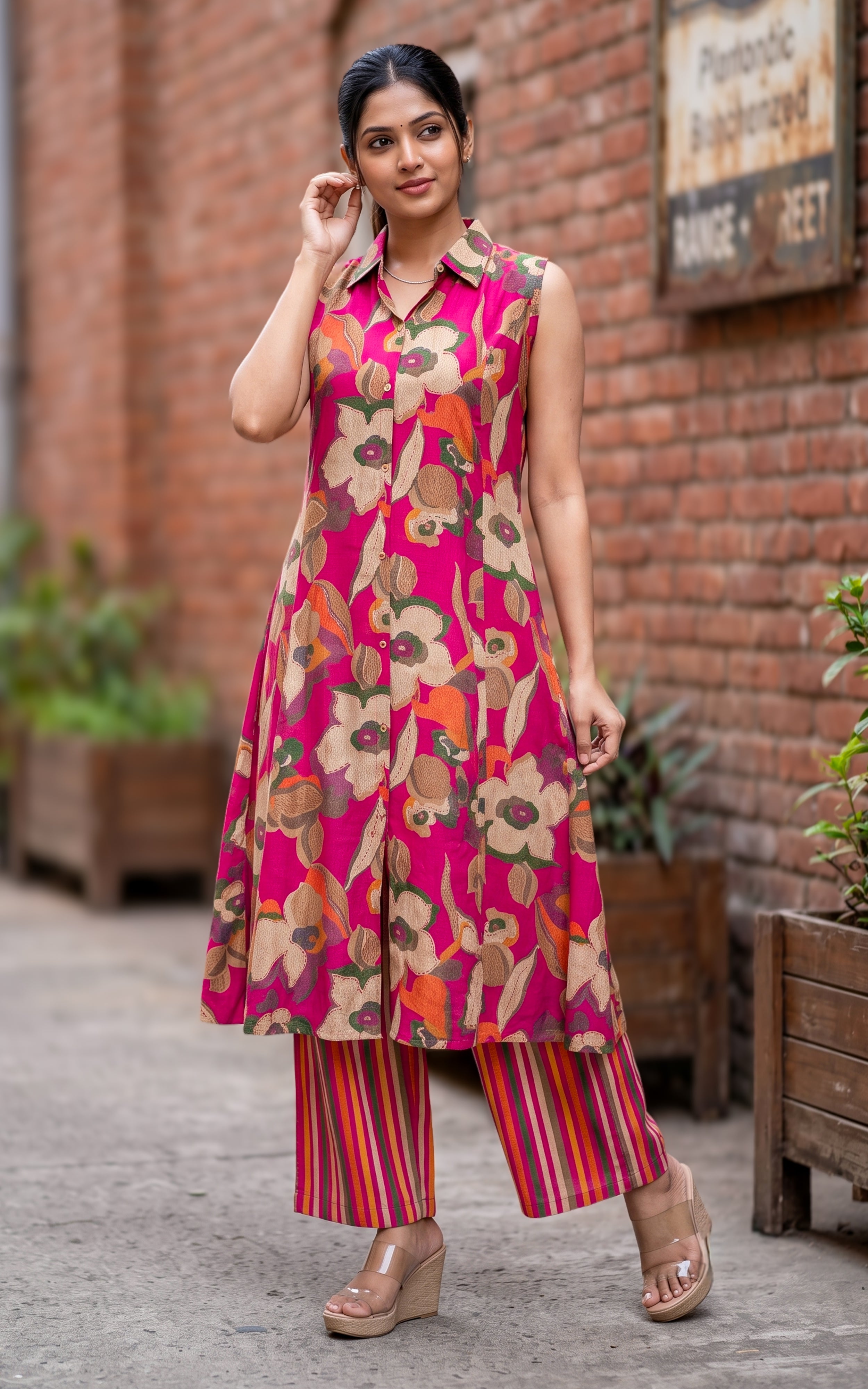 Gajra Magenta (Kurti+Pant)