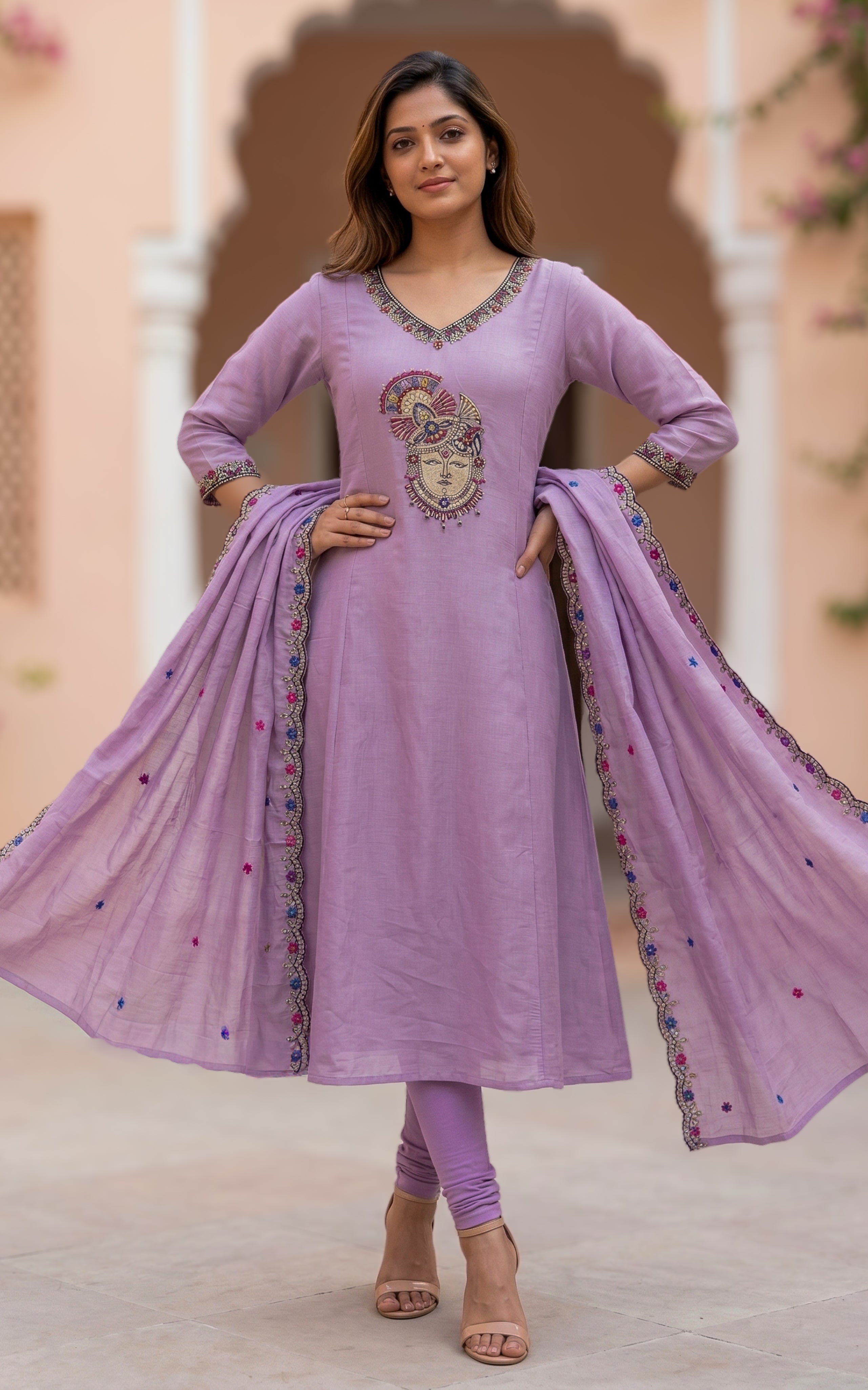 Thulir Lavendar (Kurti+Dupatta)