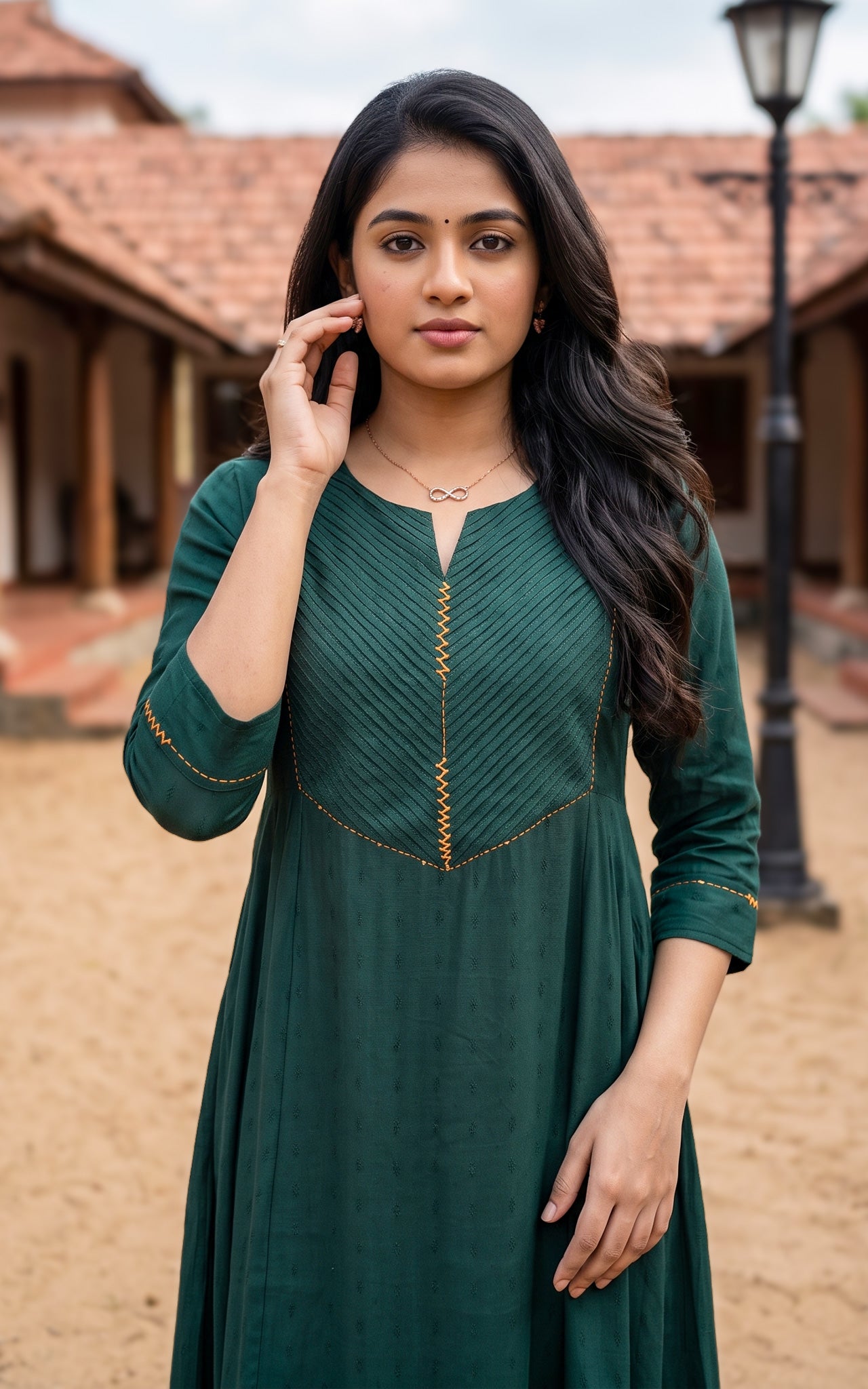 Green Designer Anarkali Kurti for Women