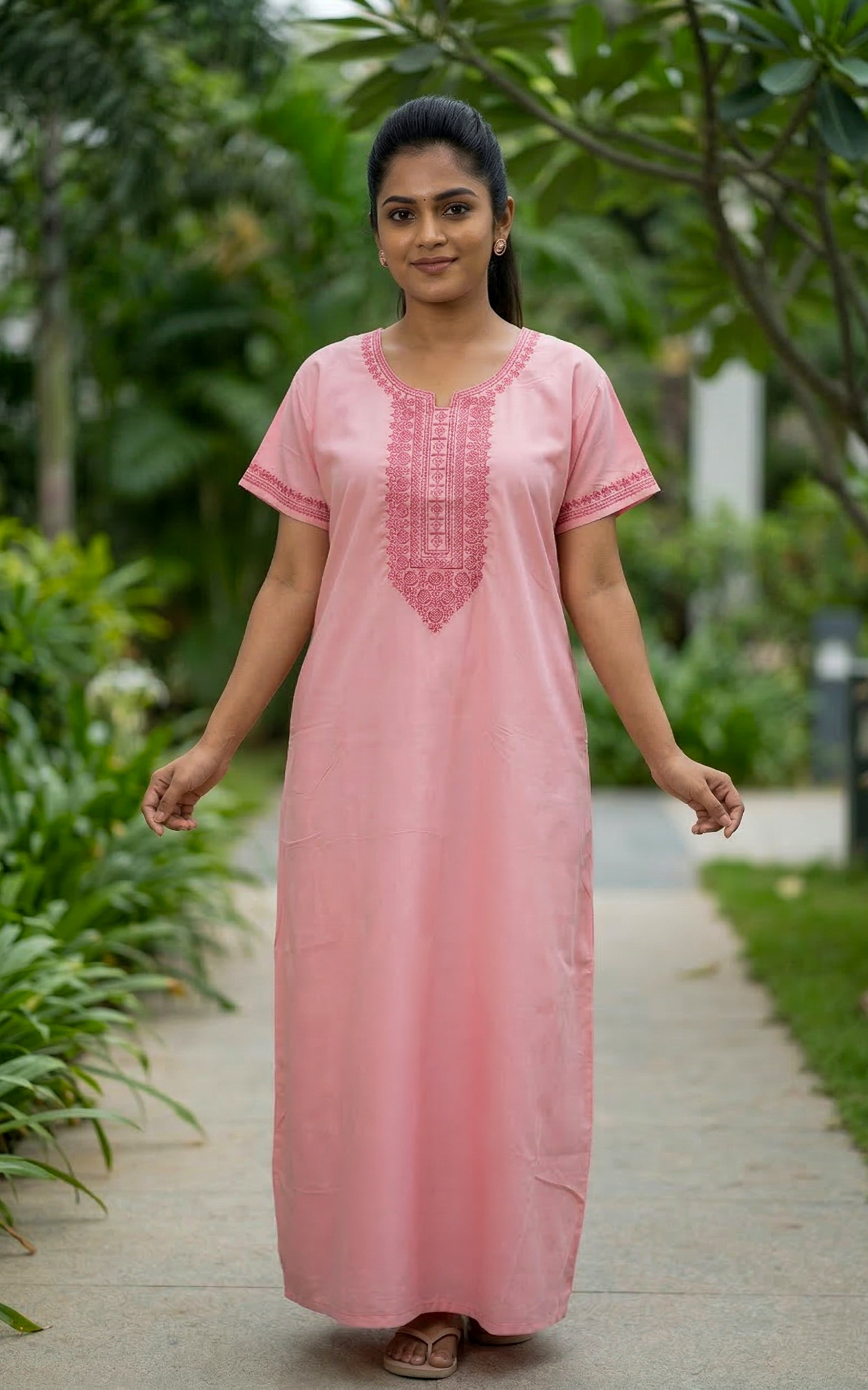 Cotton Straight Fit Nighty-159SS8B
