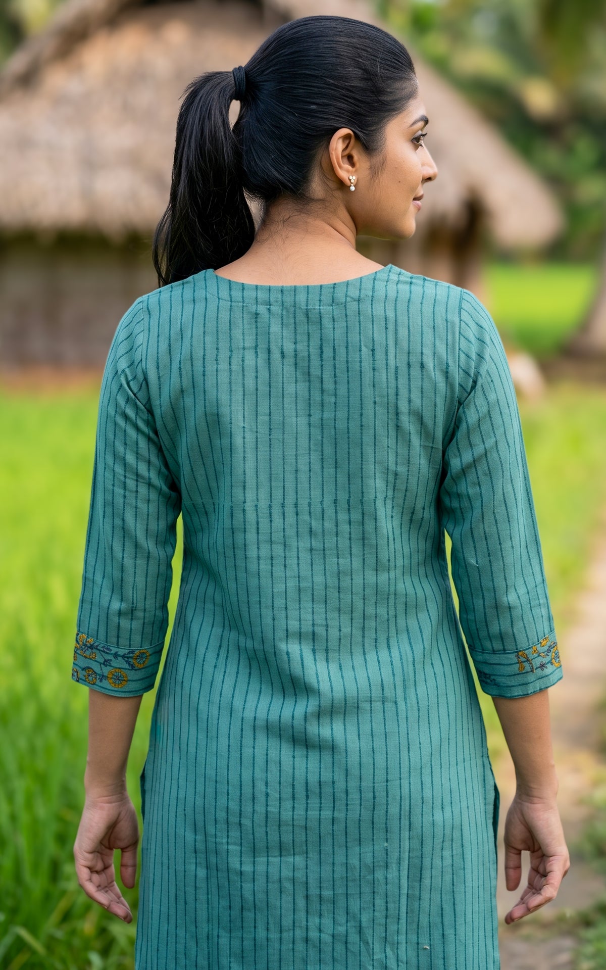 Jarita Sage Green Handblock (Kurti+Pant+Dupatta)