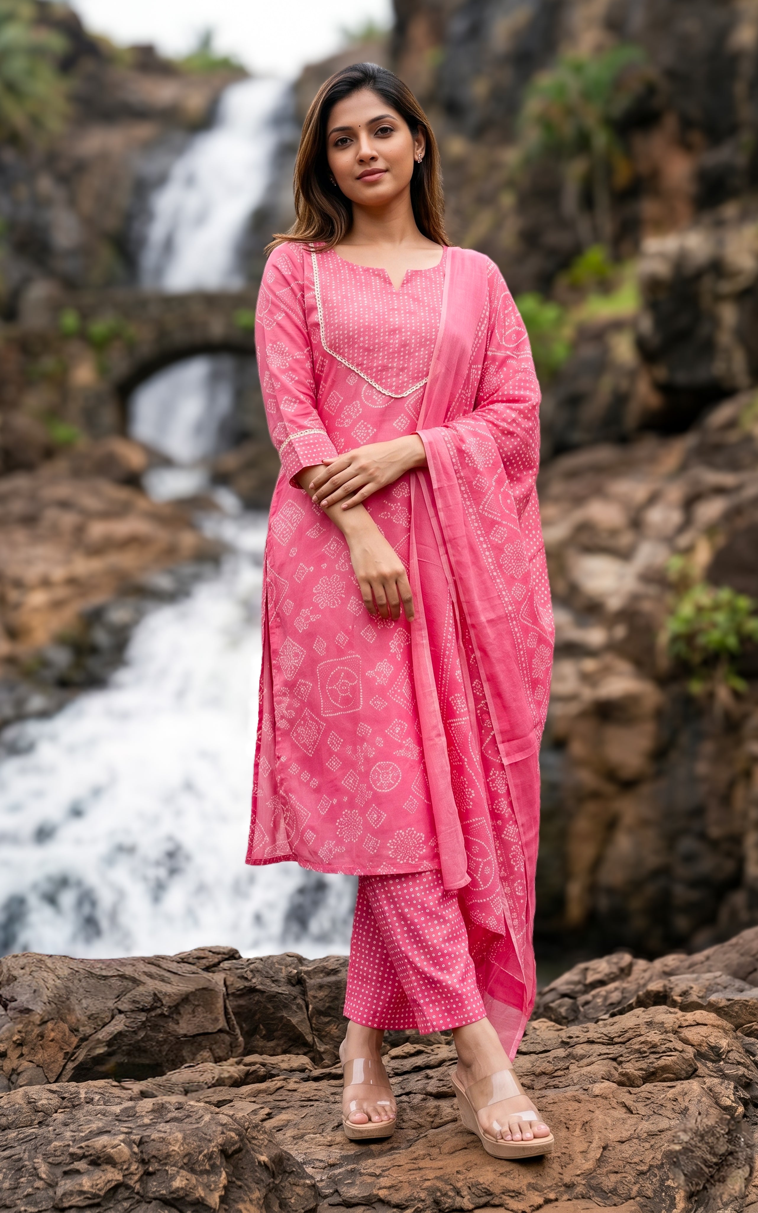Ethnic cotton kurti with pant set for women
