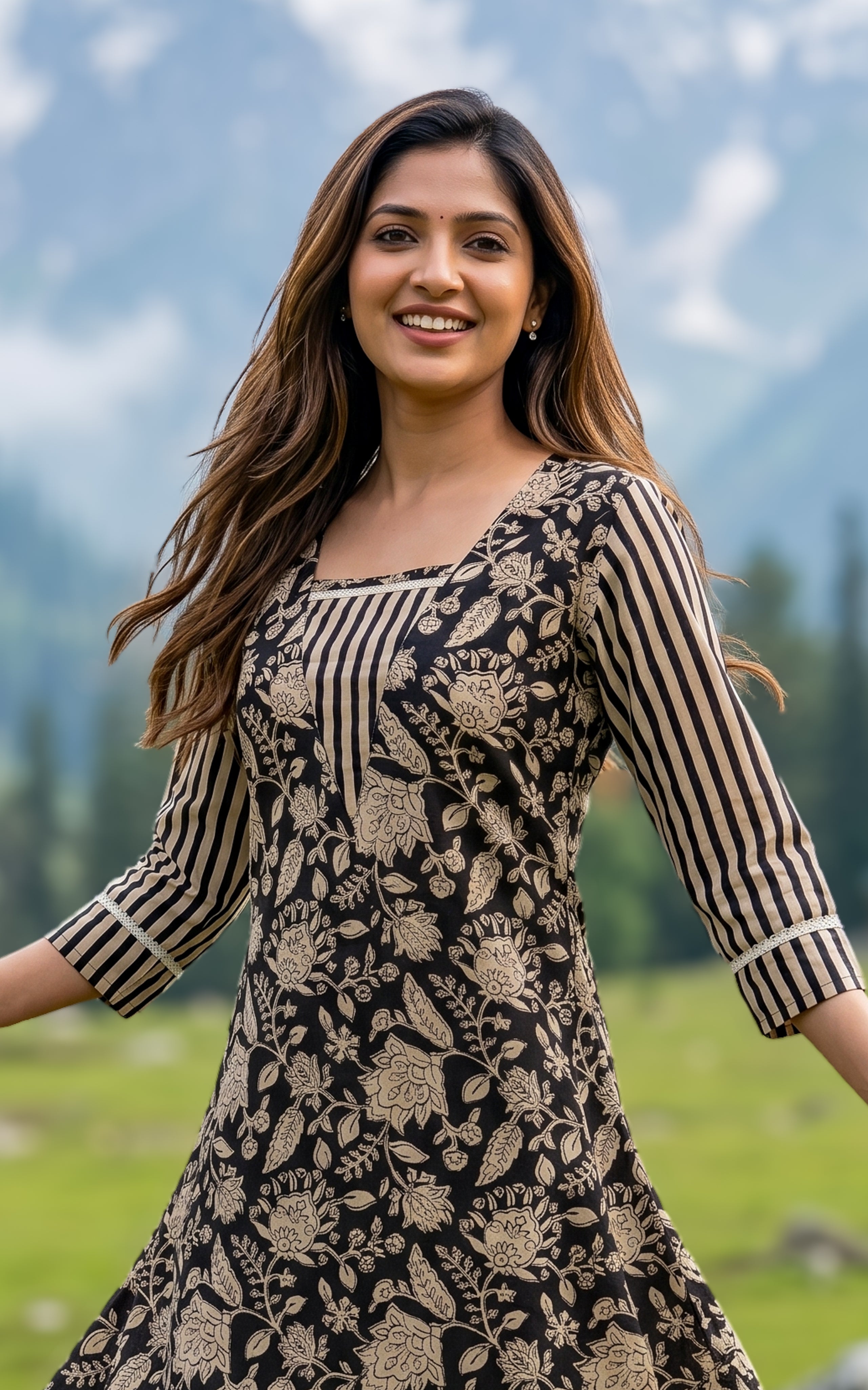 Daily Wear Black Cotton Kurti For Women