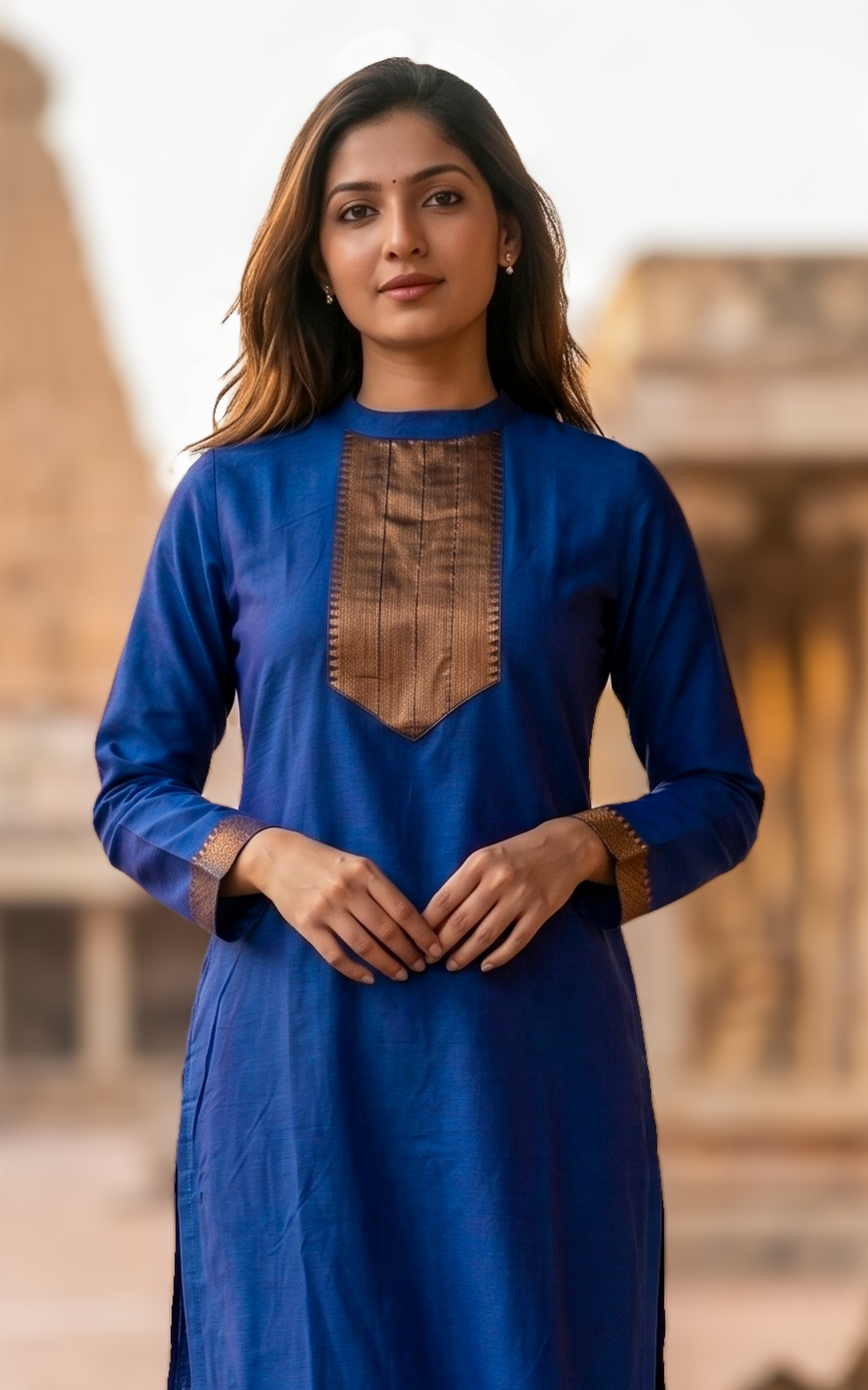 South cotton kurti with turtle neck for women