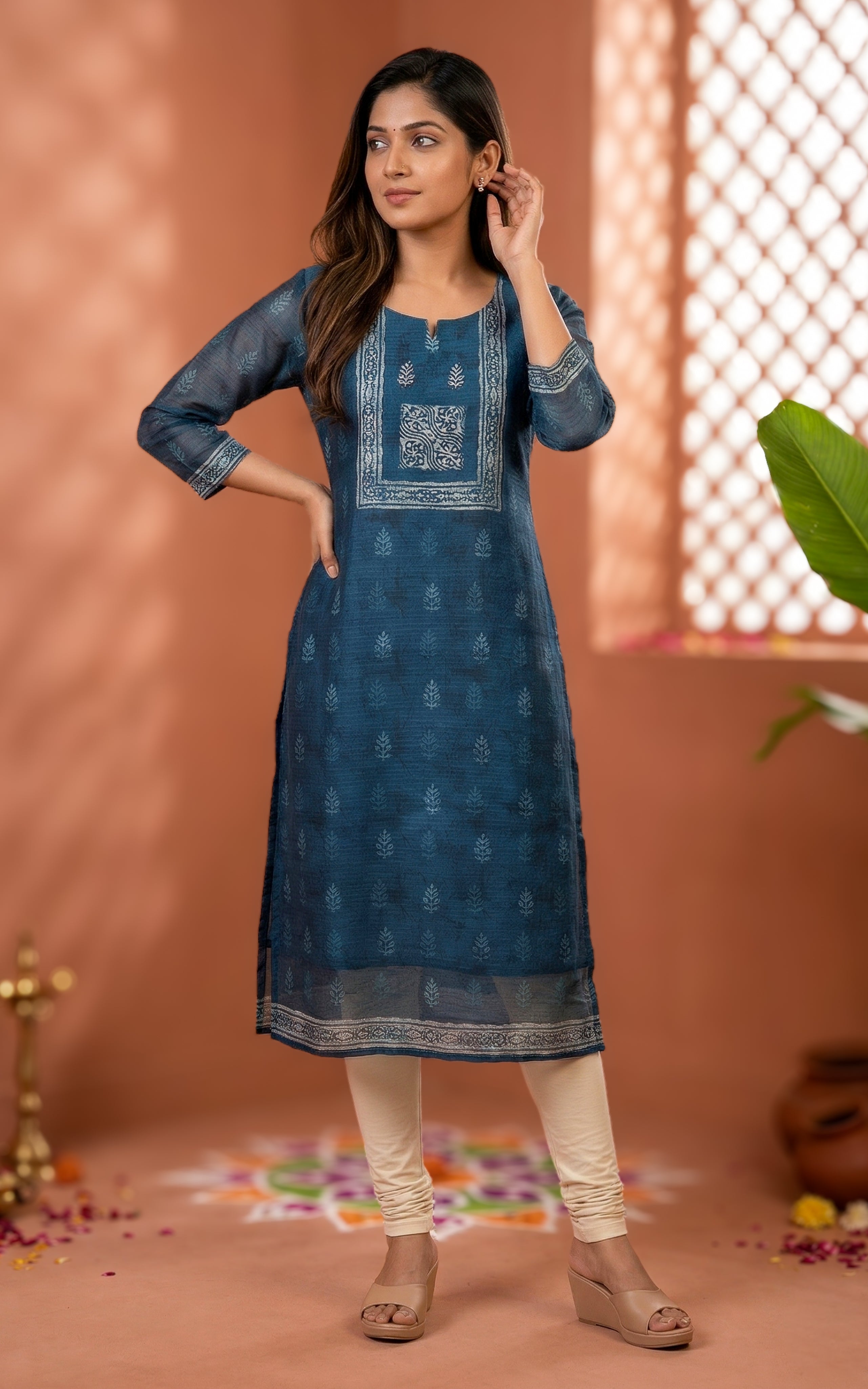 Art Silk Straight Cut Kurti for Women