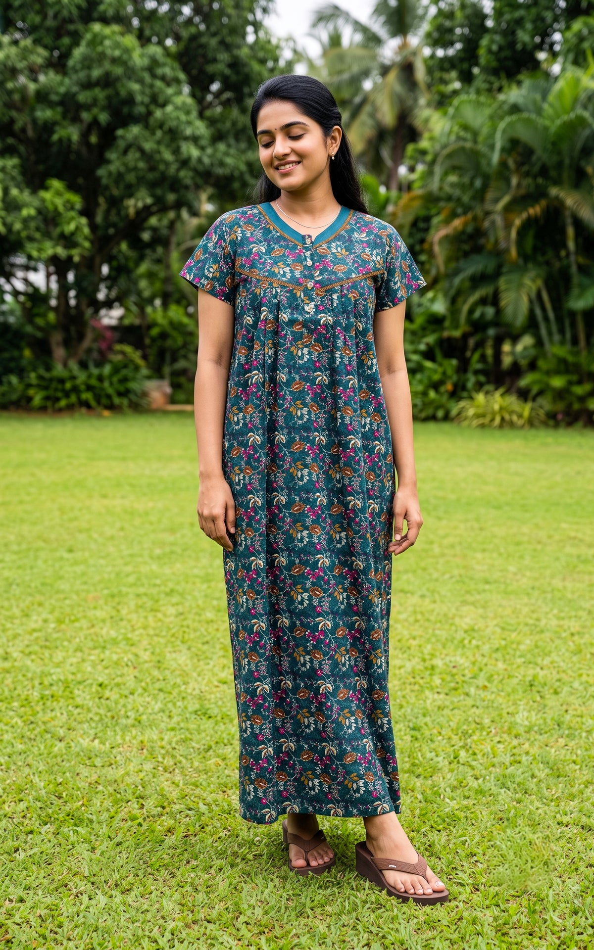 Cotton Straight Fit Nighty-165SS9