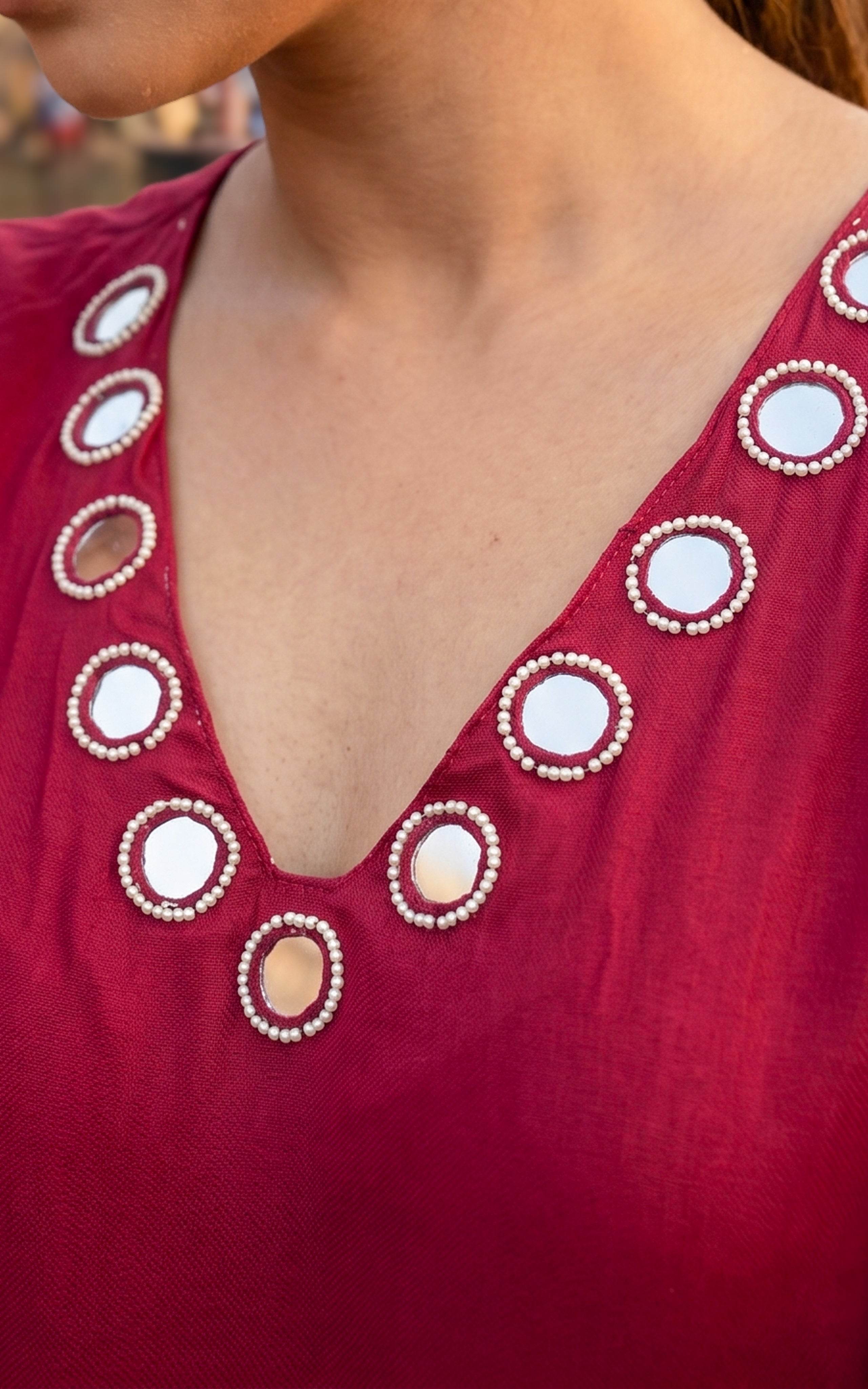 Stylish Rich Maroon Art Silk Kurti For Women