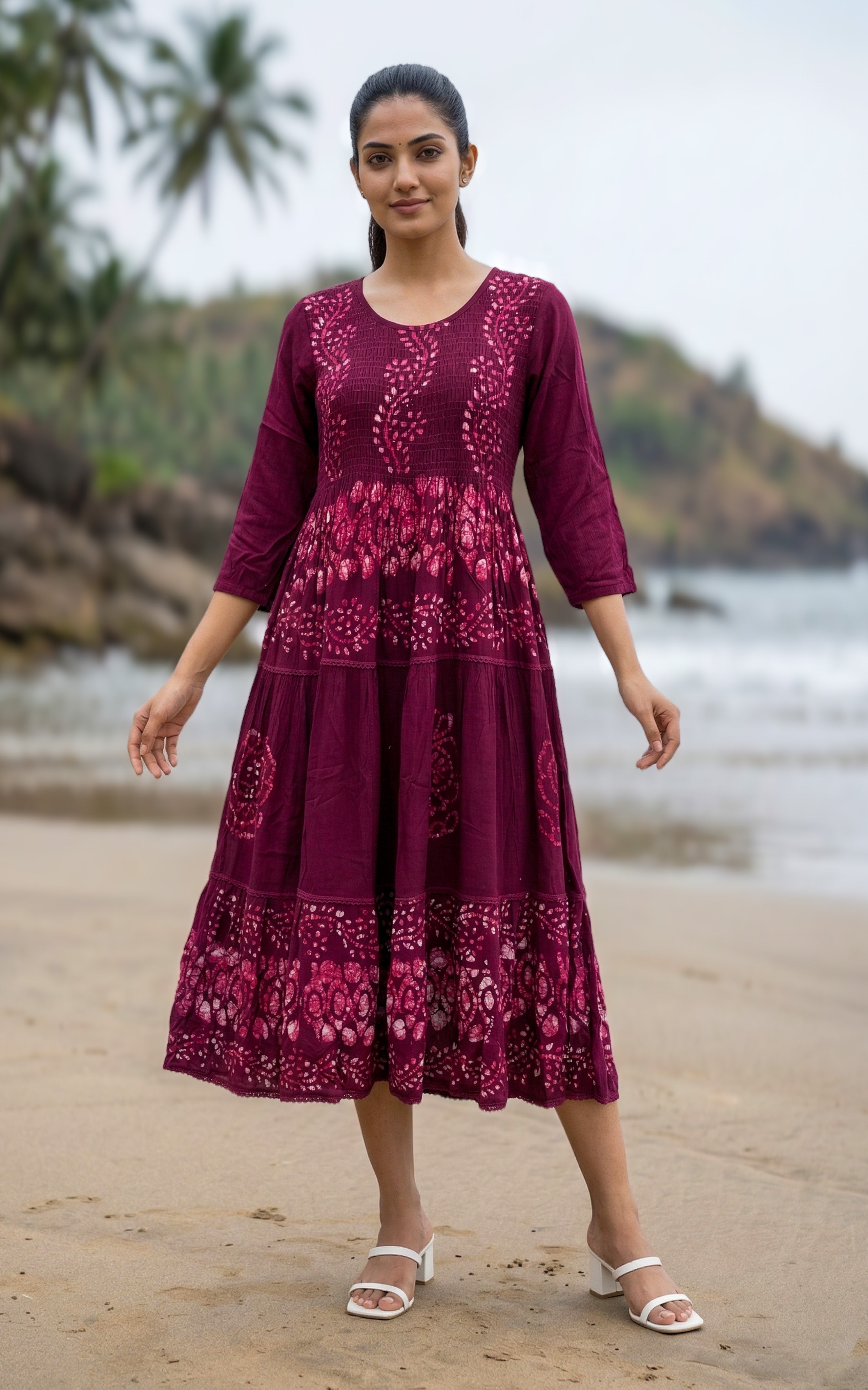 Indo Western smocked maxi for women's