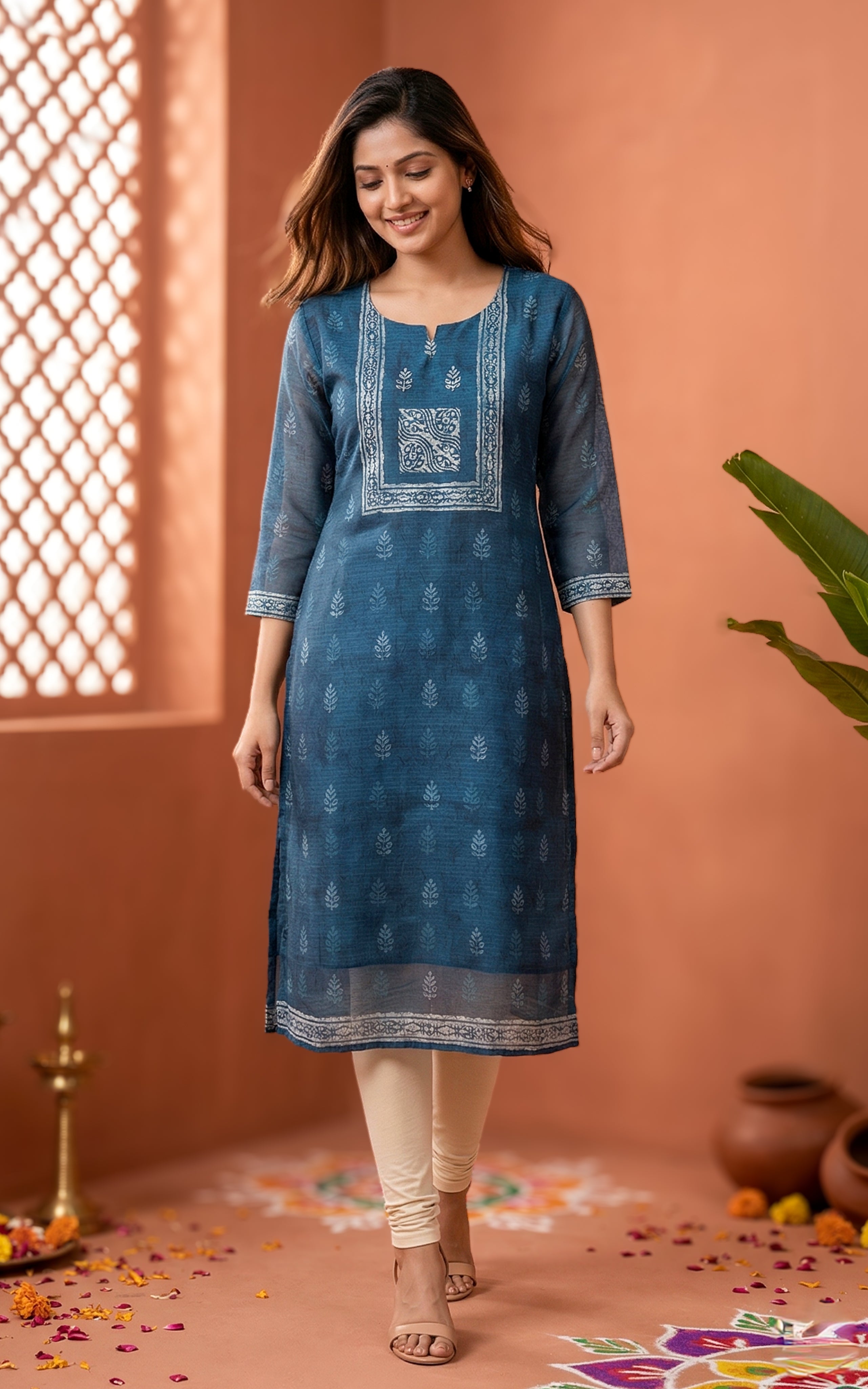 Straight Cut Kurti with Side Slit