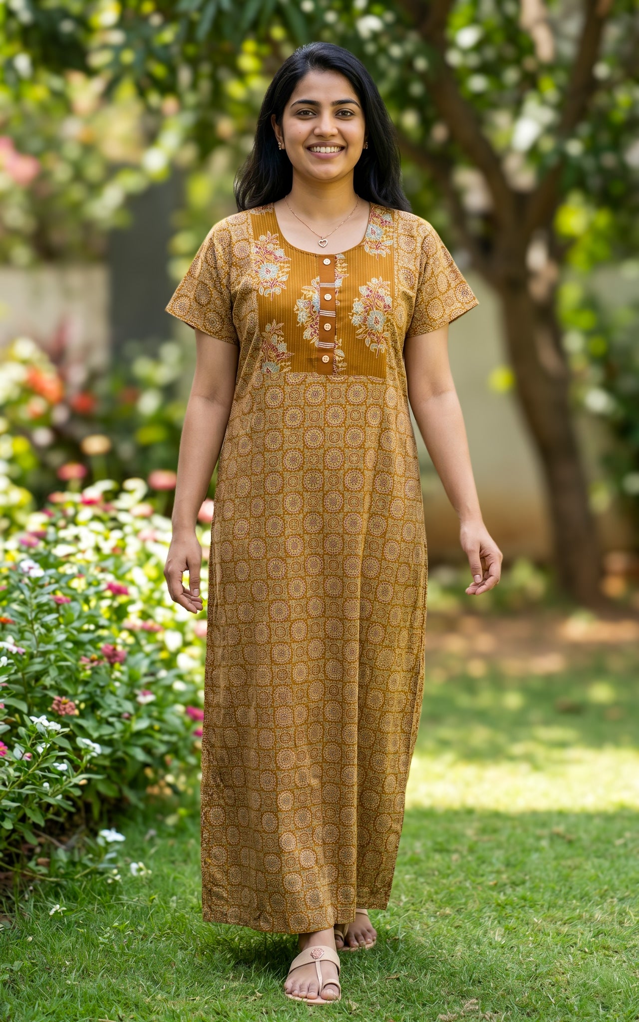 Cotton Straight Fit Nighty-162SS7B