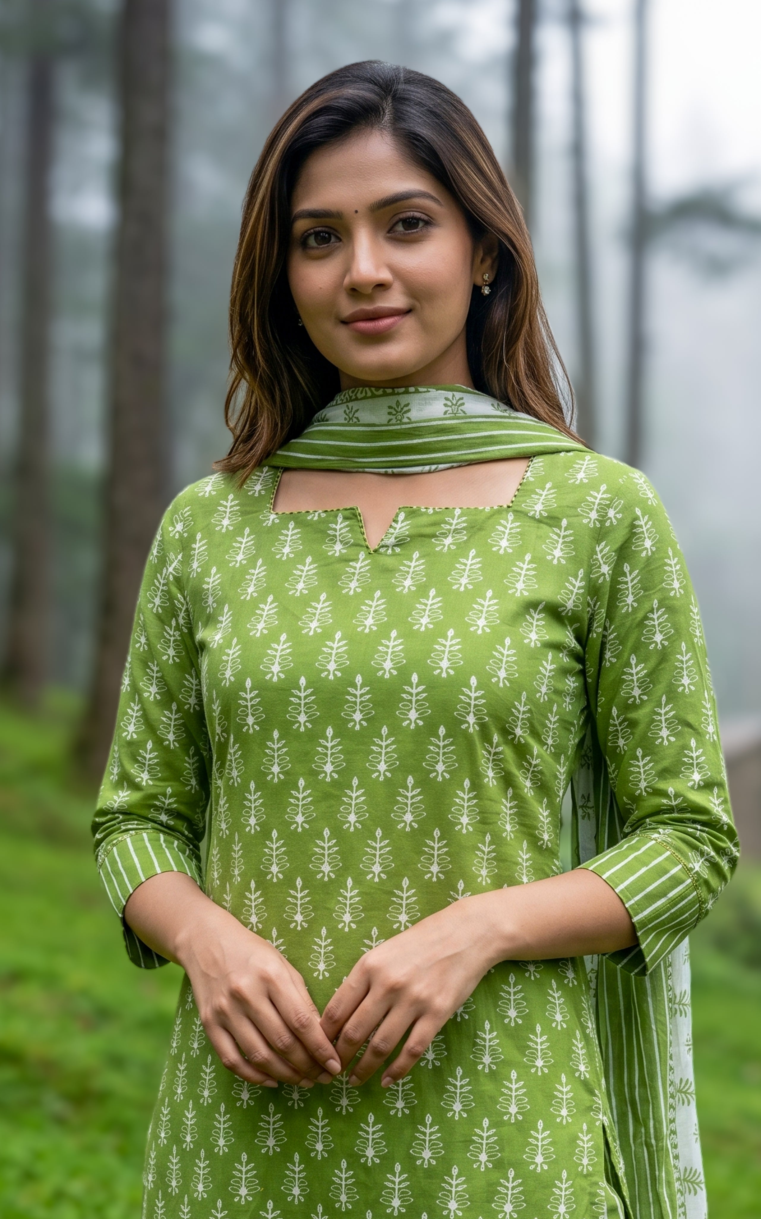 Mrinalini Green (Kurti+Pant+Dupatta)