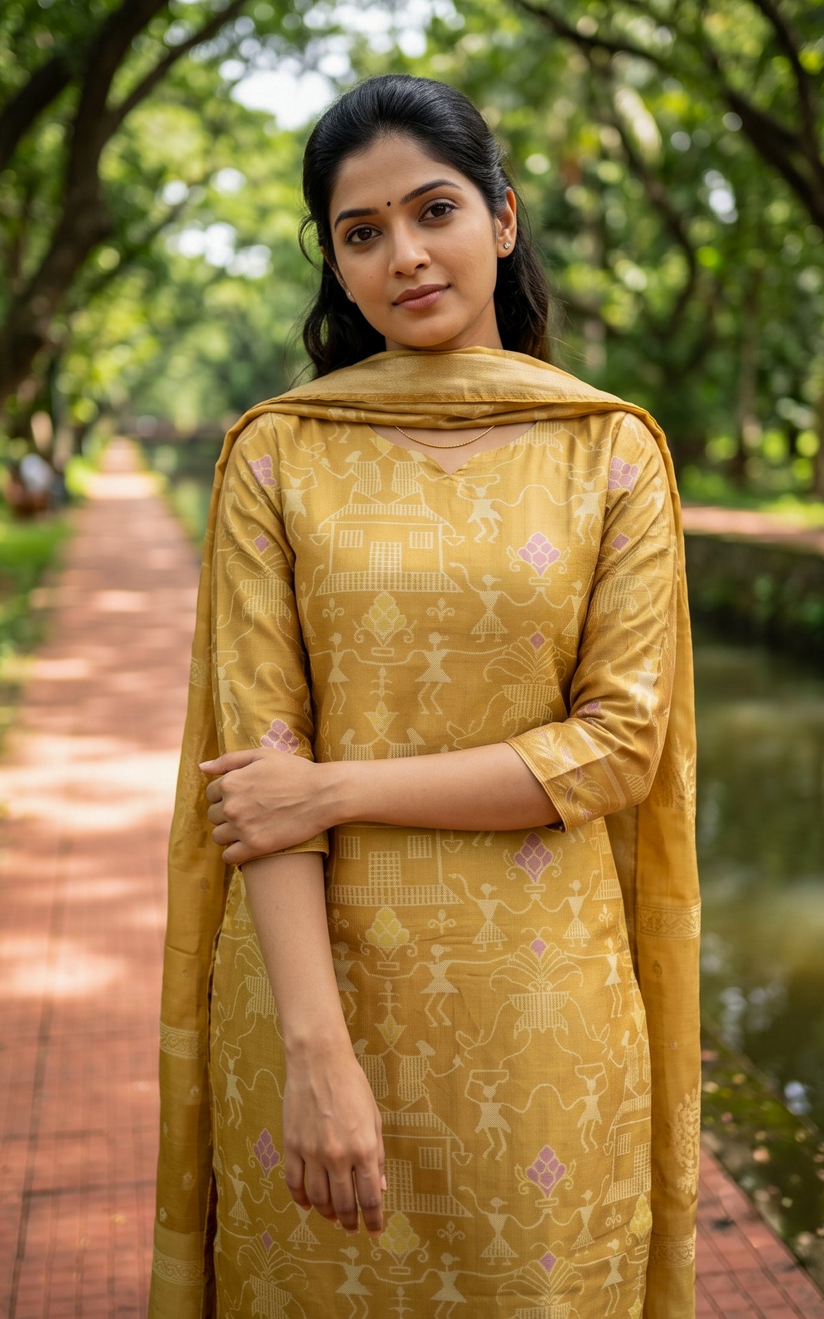 Farhana Gold (Kurti+Pant+Dupatta)