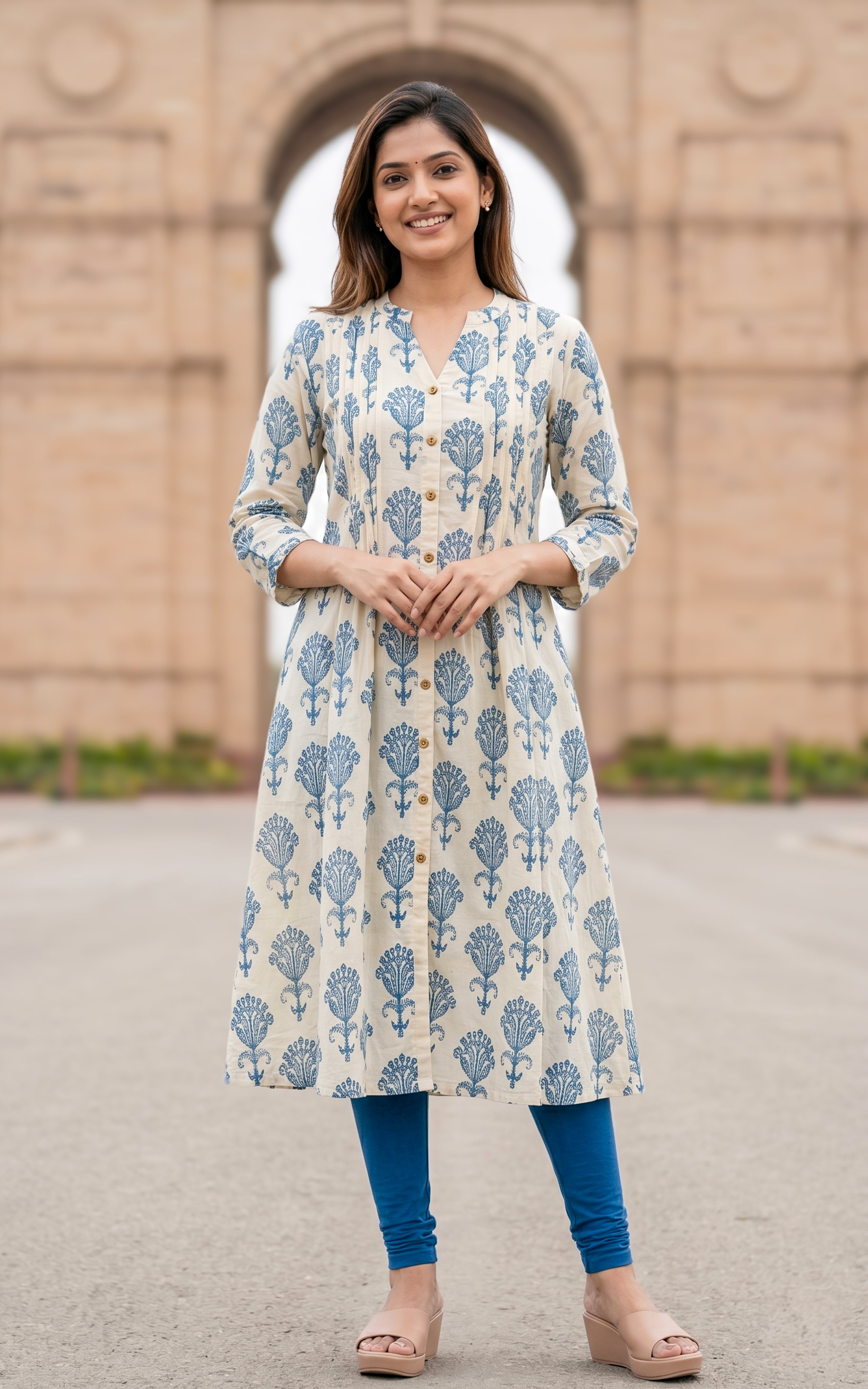 Cotton Aline kurti for women
Aline kurti with front slit