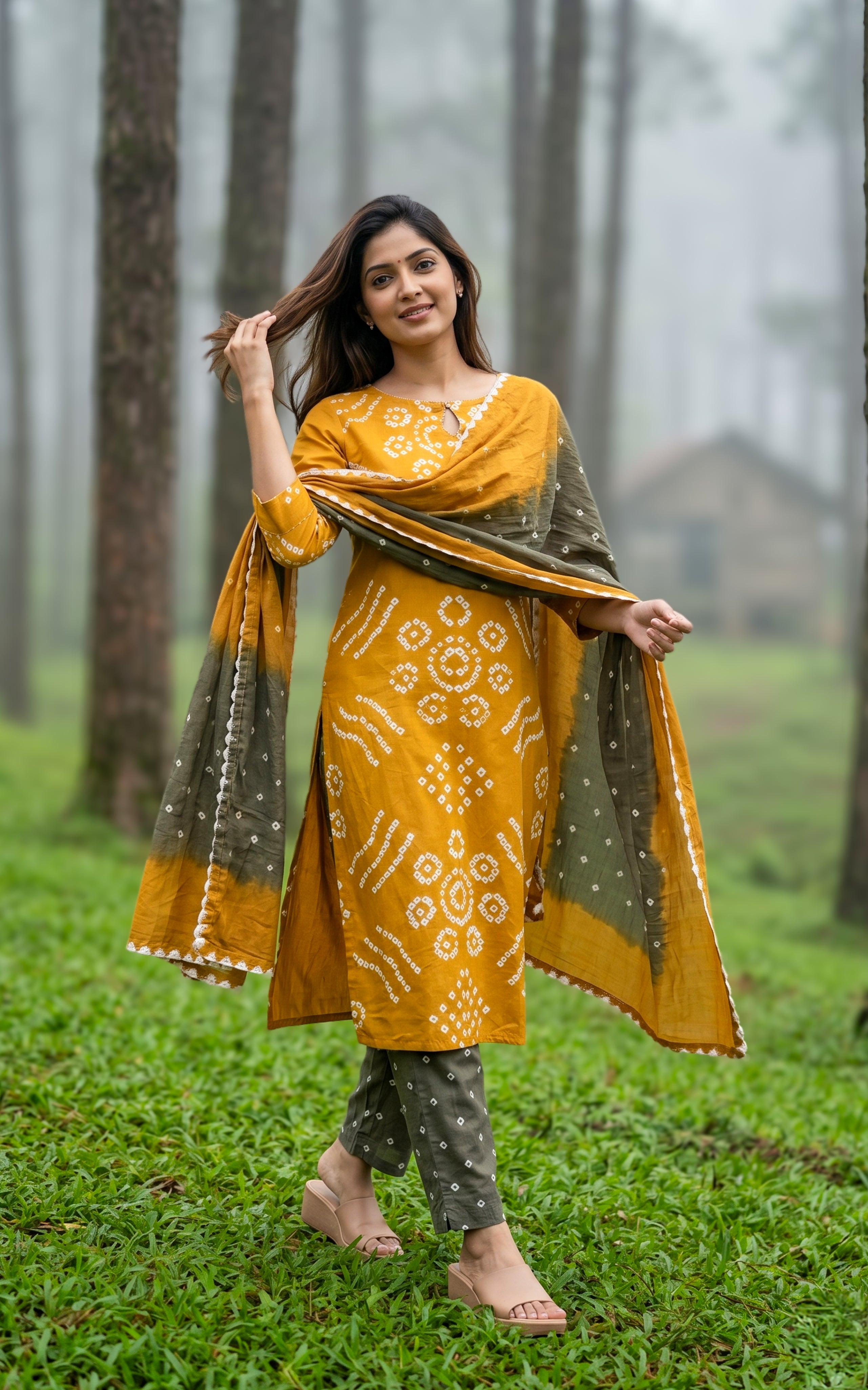 Rithushka Mustard (Kurti+Pant+Dupatta)