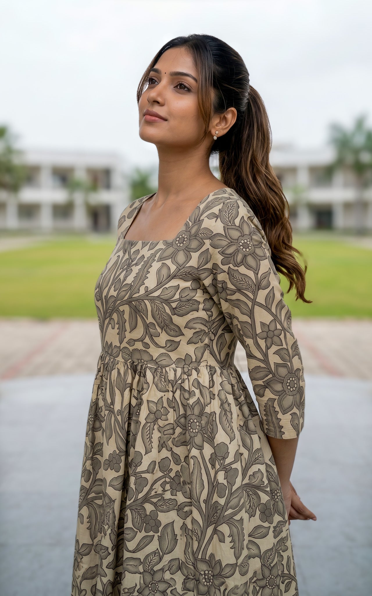 Cotton Indo western flared kurti for women