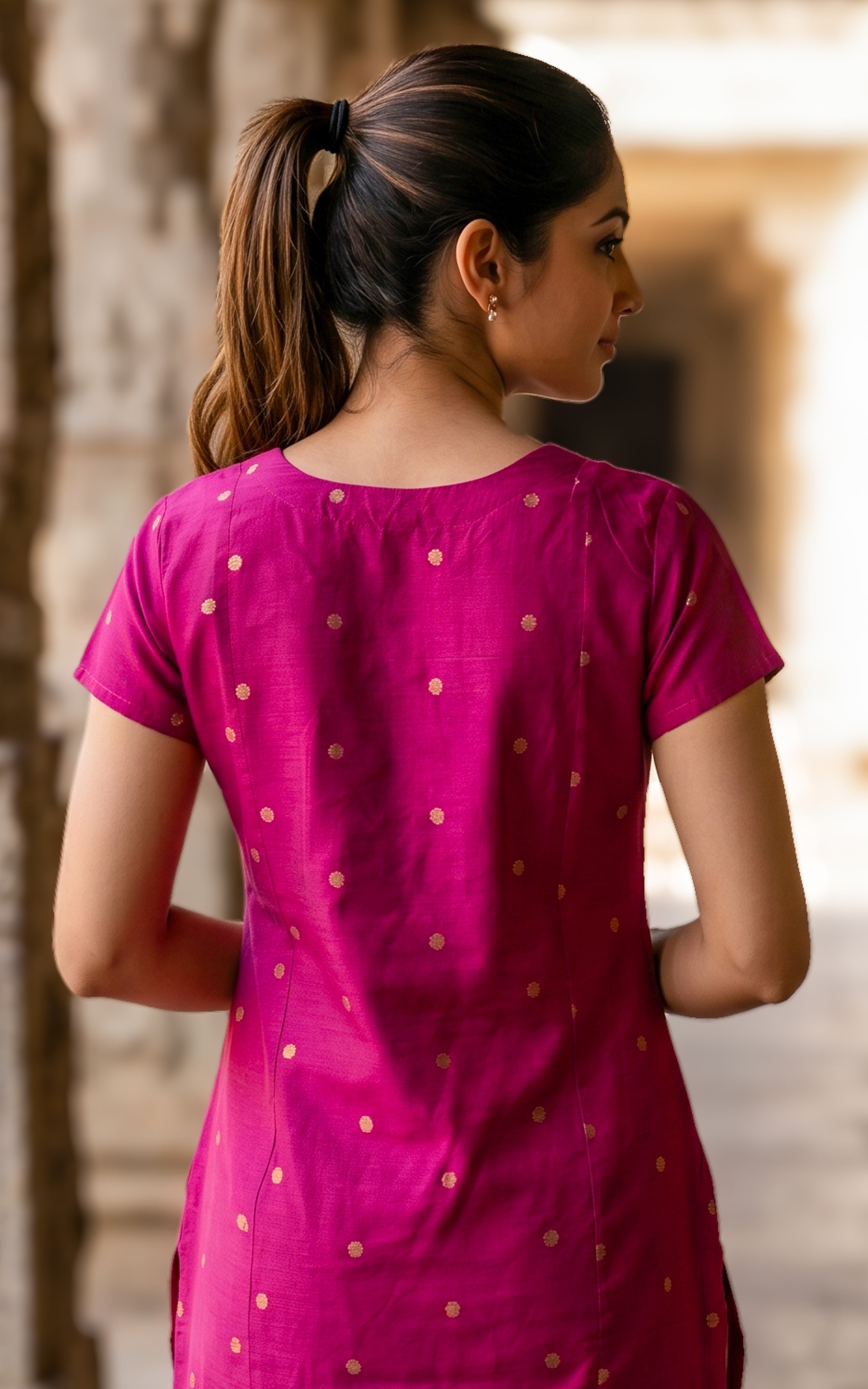 Designer pink silk cotton ethnic wear for women