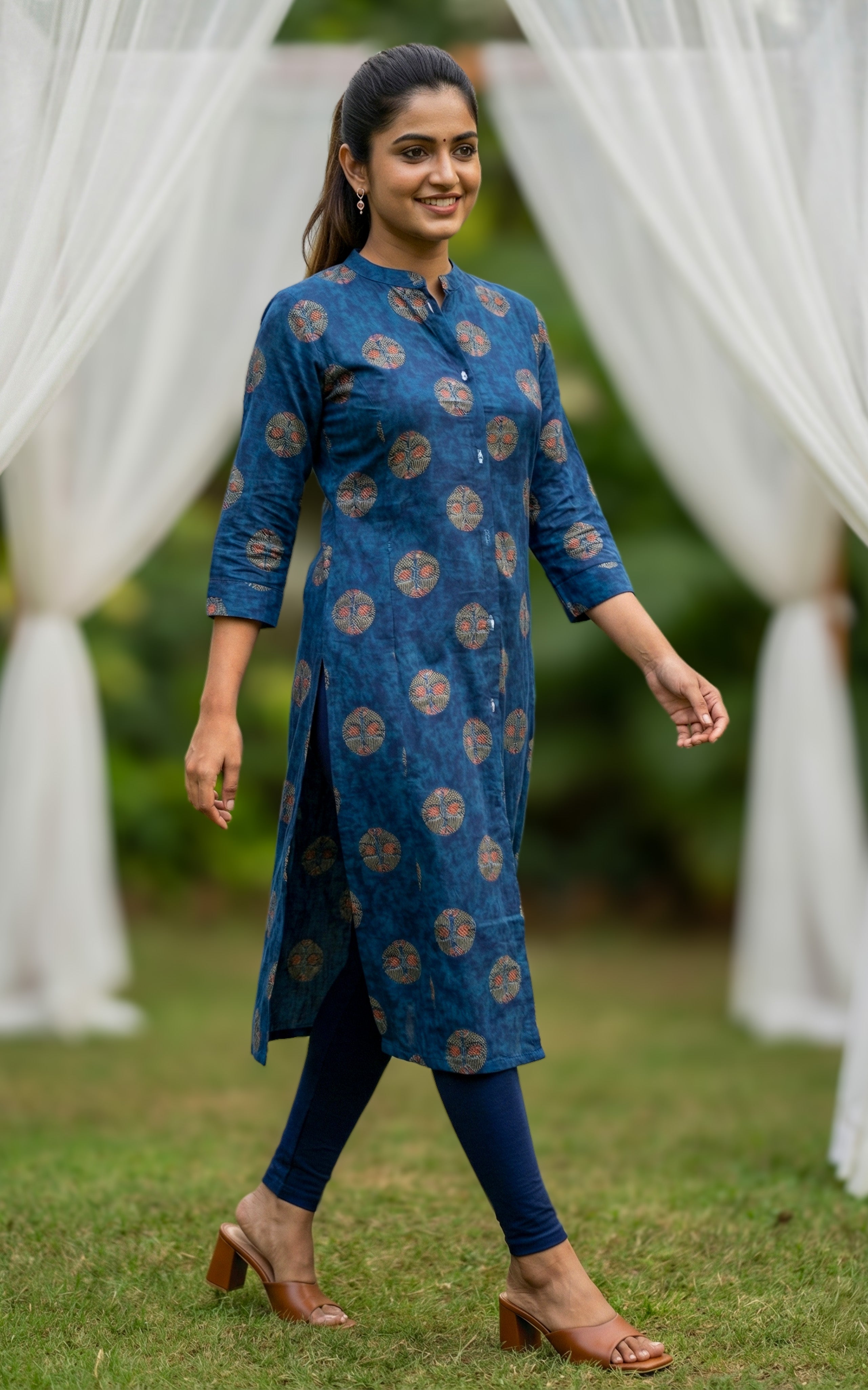Instore – Blue Virusha Kurti for Women – Printed Cotton – Indian Ethnic Wear