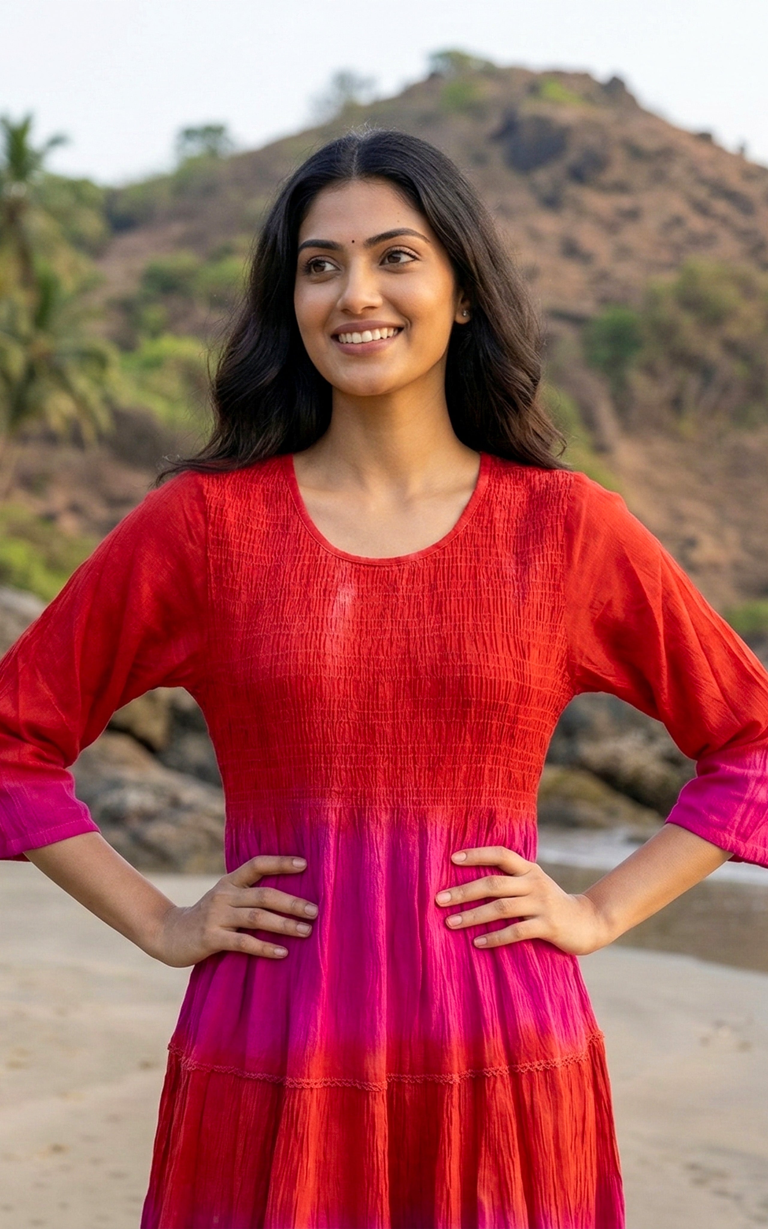 round neck maxi with traditional print for women's